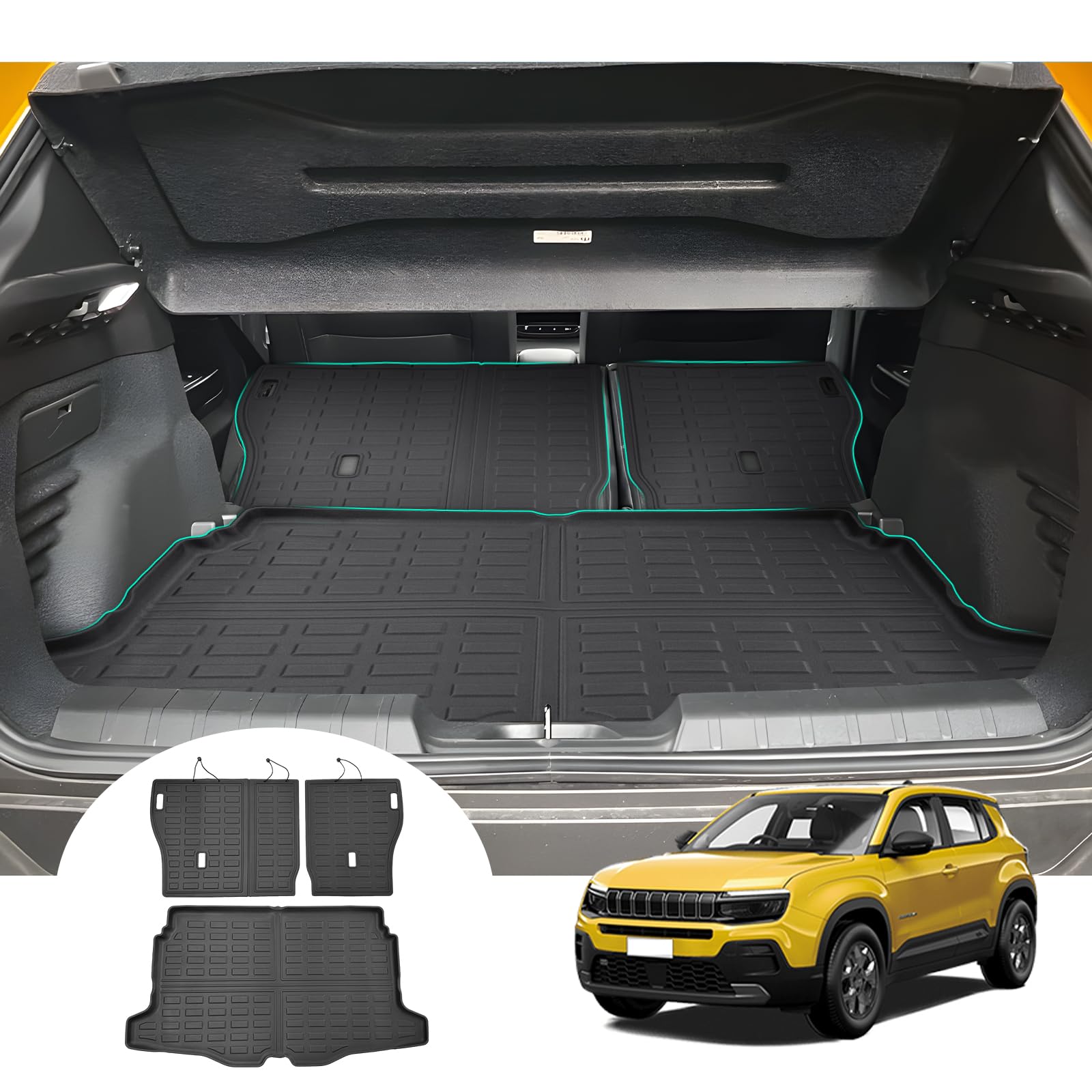 GAFAT Kompatibel mit Jeep Avenger Hybrid EV 2023 2024 2025 Kofferraummatte + Rücksitze Schutz Polster Matten, Leicht zu Falten, TPE Allwetter Kofferraumwanne Original 3D-Scannen GAFAT Kompatibel mit Jeep Avenger Hybrid EV 2023 2024 2025 Kofferraummatte + Rücksitze Schutz Polster Matten, Leicht zu Falten, TPE Allwetter Kofferraumwanne Original 3D-Scannen von GAFAT
