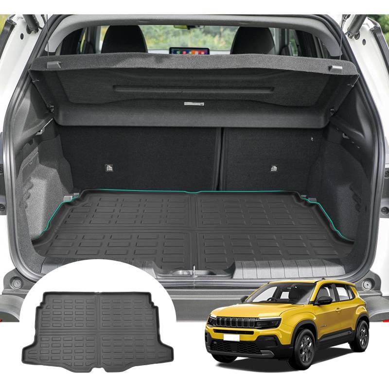GAFAT Kompatibel mit Jeep Avenger Hybrid EV 2023 2024 Kofferraummatte, Leicht zu Falten, TPE Allwetter-Kofferraumwanne für Avenger, Original 3D Scannen Hohe Kante, Multifunktional (Oberer Ladeboden) von GAFAT