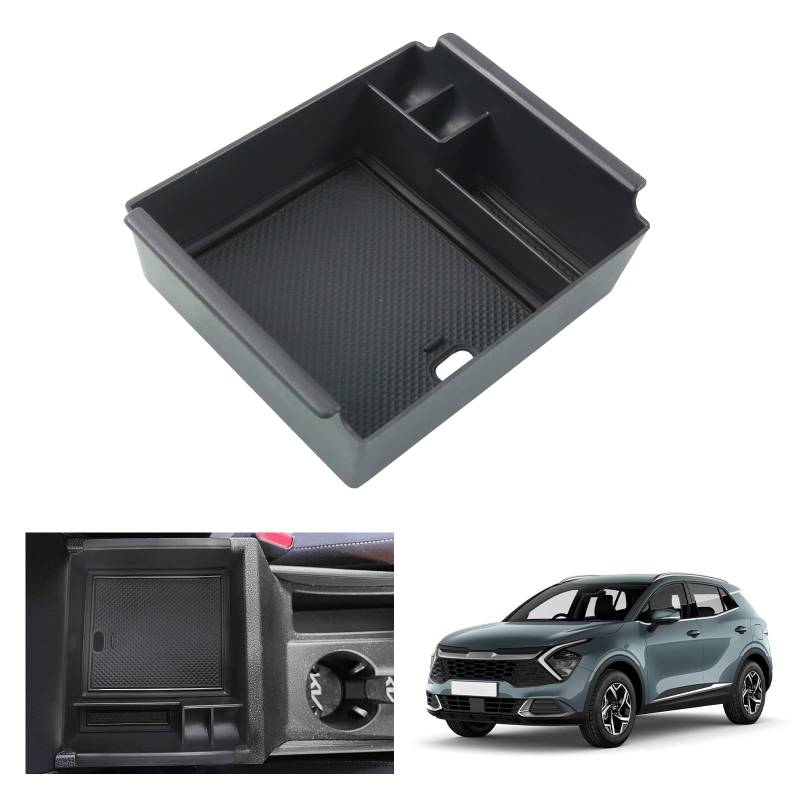 GAFAT Kompatibel mit Kia Sportage NQ5 2022-2024 2025 (Schaltgetriebe) Mittelkonsole Aufbewahrungsbox, Sportage 2023 Mittelarmlehne Organizer Tray Handschuhfach, Sportage 2023 Zubehör (Schwarz) von GAFAT