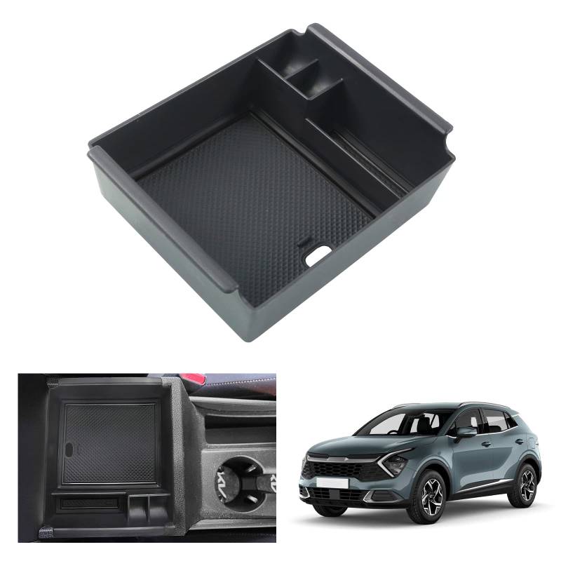 GAFAT Kompatibel mit Kia Sportage NQ5 2022-2023 2024 (Schaltgetriebe) Mittelkonsole Aufbewahrungsbox, Sportage 2023 Mittelarmlehne Organizer Tray Handschuhfach, Sportage 2023 Zubehör (Schwarz) von GAFAT