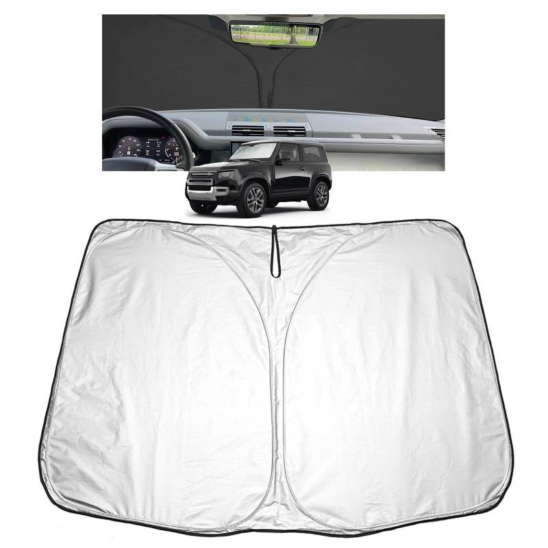 GAFAT Kompatibel mit Land Rover Defender 90 110 2020-2024 2025 Sonnenschutz Frontscheibe Innen, Defender 110 Windschutzscheibe Sonnenschirm Sonnenblende, Abkühlung, UV Schutz, Defender Zubehör von GAFAT