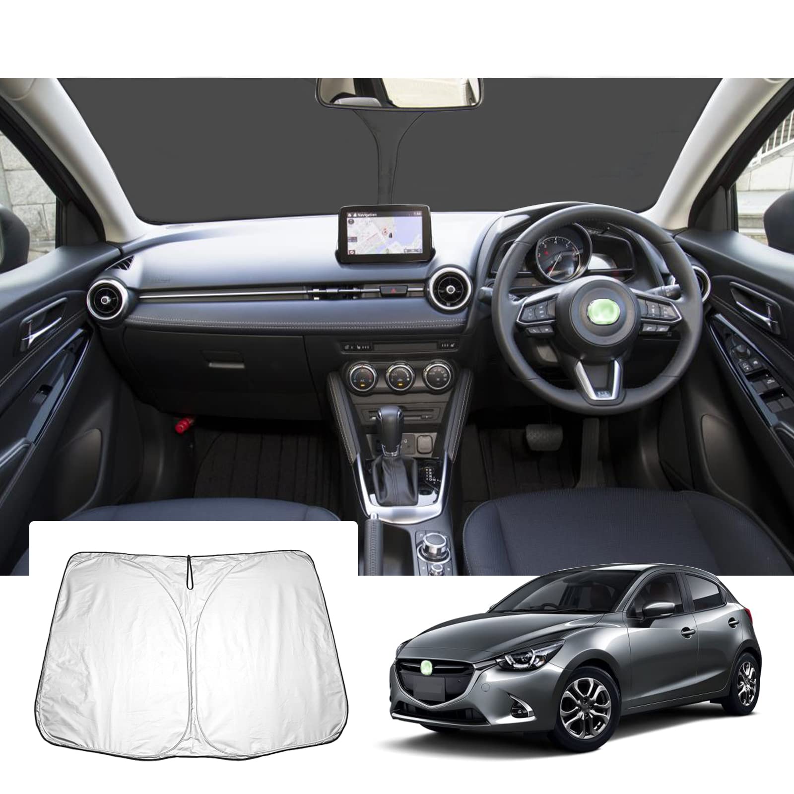GAFAT Kompatibel mit Mazda 2 Sonnenschutz Frontscheibe Innen, Windschutzscheibe Sonnenschirm Sonnenblende, Abkühlung, UV Schutz GAFAT Kompatibel mit Mazda 2 Sonnenschutz Frontscheibe Innen, Windschutzscheibe Sonnenschirm Sonnenblende, Abkühlung, UV Schutz von GAFAT