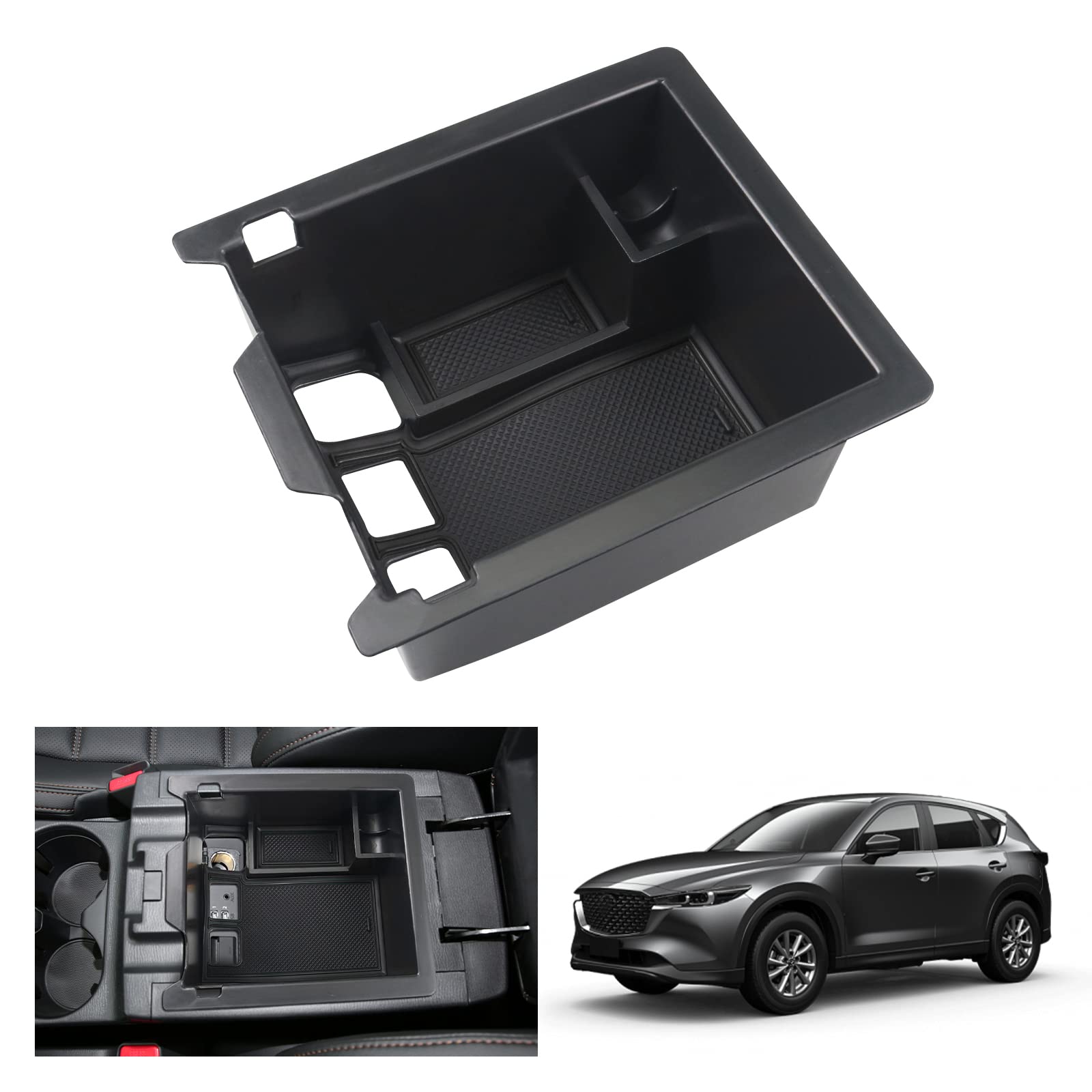 GAFAT Kompatibel mit Mazda CX-5 CX5 KF 2017-2023 Mittelkonsole Aufbewahrungsbox, CX 5 Armlehne Organizer Tray Handschuhfach, CX-5 2023 Zubehör (Schwarz) von GAFAT