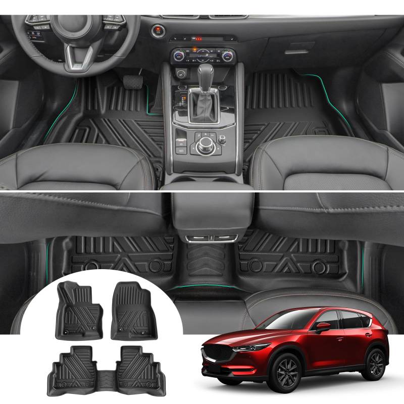 GAFAT Kompatibel mit Mazda CX-5 CX5 KF II 2017-2023 2024 Fussmatten, TPE All-Wetter Fußmatten für CX-5 Bj. 2017 Gummimatten Original, 3D-Scannen Extra Hoher Rand 6-10 cm von GAFAT