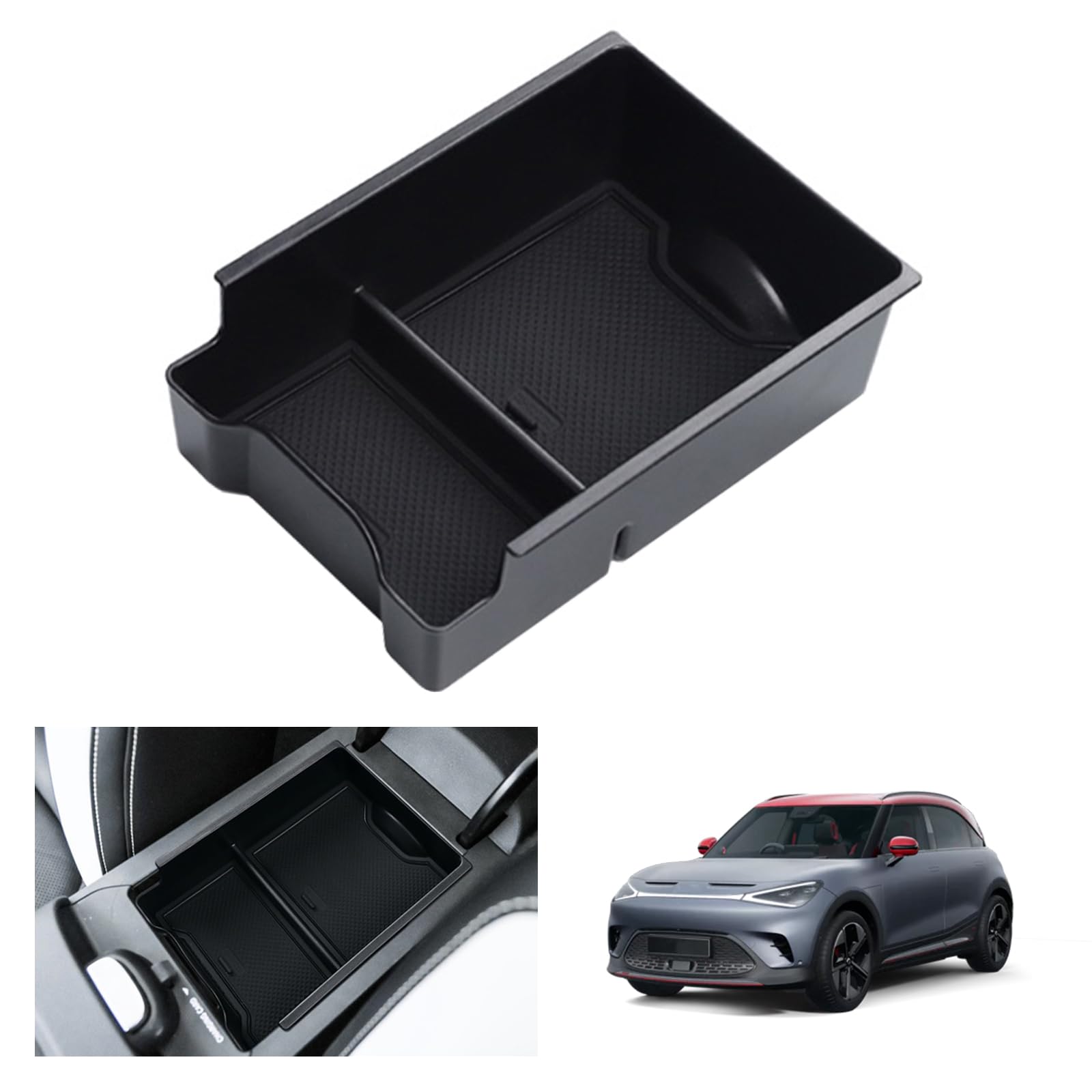 GAFAT Kompatibel mit Mercedes Benz Smart #1 EV Electric 2023 2024 Mittelkonsole Aufbewahrungsbox, Smart 1 Armlehne Organizer Tray Handschuhfach, Smart #1 Zubehör (Schwarz 1) von GAFAT