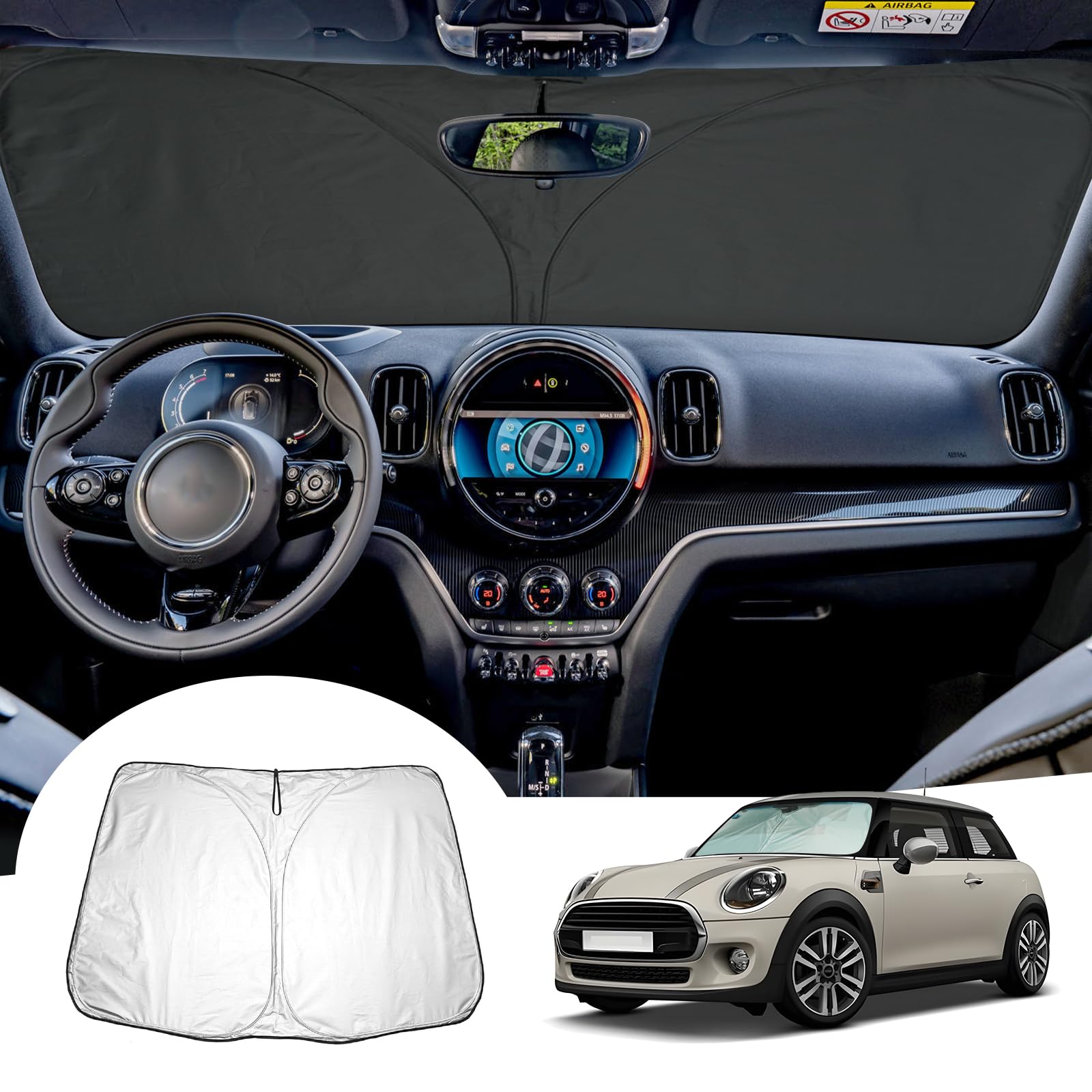 GAFAT Kompatibel mit Mini Cooper F55 F56 2015-2024 Sonnenschutz Frontscheibe Innen, Windschutzscheibe Sonnenschirm Sonnenblende, Abkühlung, UV Schutz, Cooper Zubehör GAFAT Kompatibel mit Mini Cooper F55 F56 2015-2024 Sonnenschutz Frontscheibe Innen, Windschutzscheibe Sonnenschirm Sonnenblende, Abkühlung, UV Schutz, Cooper Zubehör von GAFAT