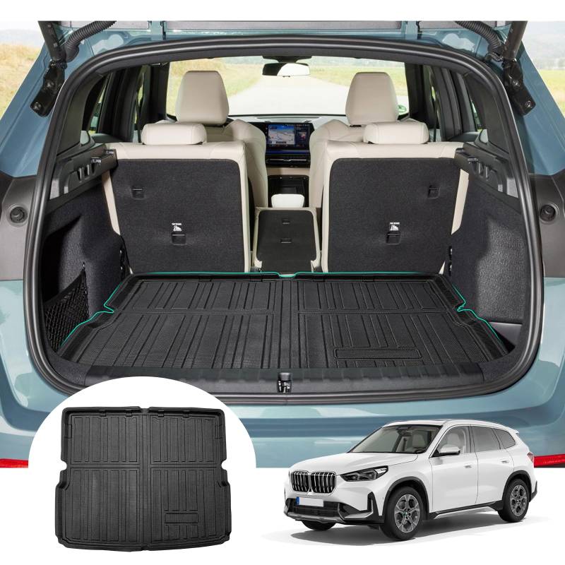 GAFAT Kompatibel mit Neu BMW X1 iX1 U11 2023-2025 2026 Kofferraummatte, Leicht zu Falten, X1 2024 TPE Allwetter-Kofferraumwanne, Original 3D Scannen Hohe Kante Multifunktion von GAFAT