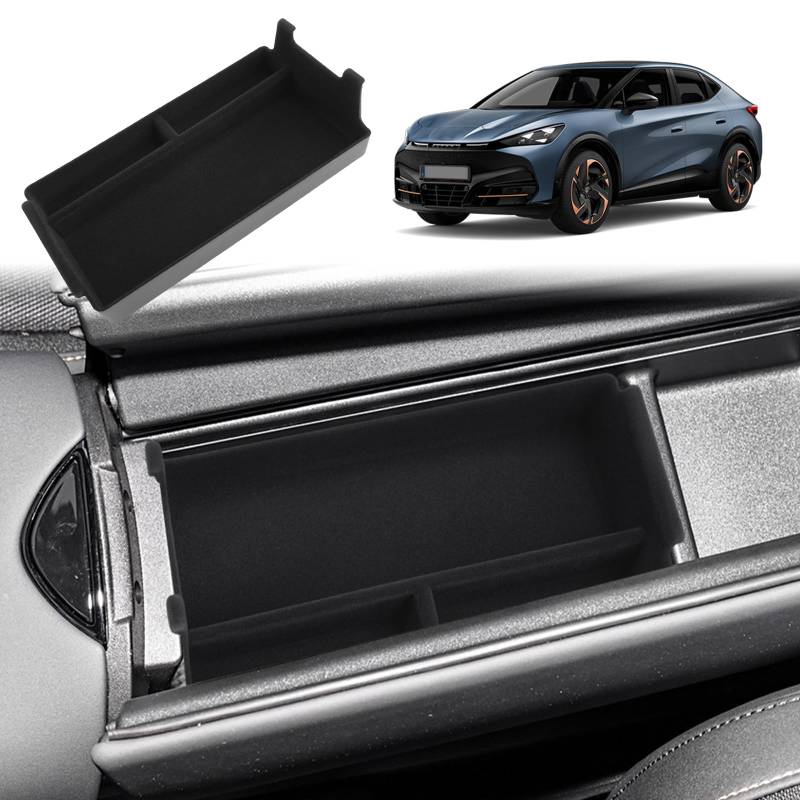 GAFAT Kompatibel mit Neu Cupra Tavascan 2025 2026 Mittelkonsole Aufbewahrungsbox, Tavascan ab 2024 Armlehne Tavascan VZ Organizer Tray Ablagen, aus Flockung, Tavascan Zubehör von GAFAT