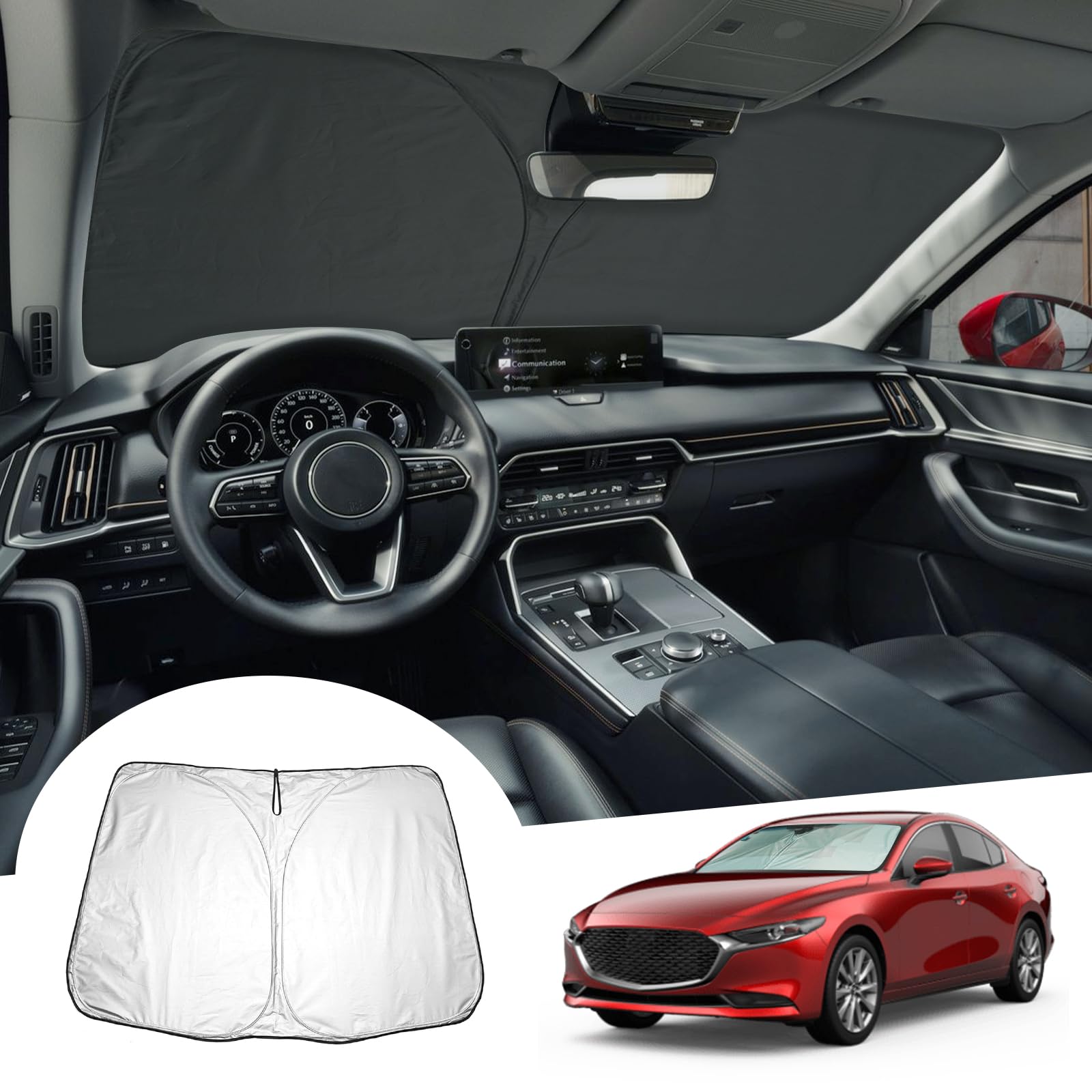GAFAT Kompatibel mit Neu Mazda 3 IV 2019-2024 2025 Sonnenschutz Frontscheibe Innen, Mazda3 BP Windschutzscheibe Sonnenschirm Sonnenblende, Abkühlung, UV Schutz, Mazda3 Zubehör GAFAT Kompatibel mit Neu Mazda 3 IV 2019-2024 2025 Sonnenschutz Frontscheibe Innen, Mazda3 BP Windschutzscheibe Sonnenschirm Sonnenblende, Abkühlung, UV Schutz, Mazda3 Zubehör von GAFAT