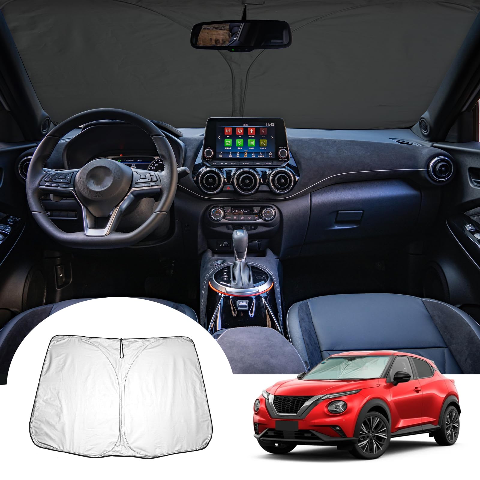 GAFAT Kompatibel mit Nissan Juke F16 / Hybrid 2020-2024 2025 Sonnenschutz Frontscheibe Innen, Windschutzscheibe Sonnenschirm Sonnenblende, Abkühlung, UV Schutz, Juke F16 Zubehör GAFAT Kompatibel mit Nissan Juke F16 / Hybrid 2020-2024 2025 Sonnenschutz Frontscheibe Innen, Windschutzscheibe Sonnenschirm Sonnenblende, Abkühlung, UV Schutz, Juke F16 Zubehör von GAFAT