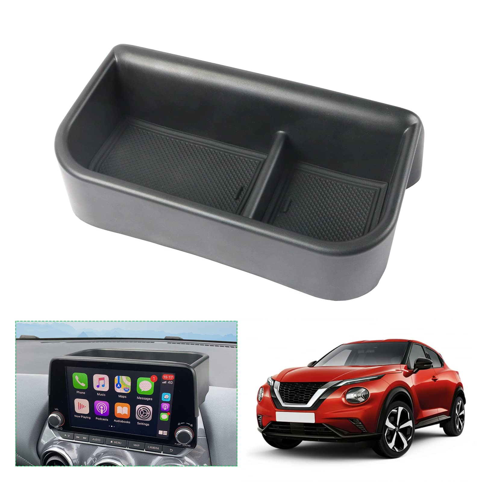 GAFAT Kompatibel mit Nissan Juke F16 2020-2024 2025 Mittelkonsole Aufbewahrungsbox, hinter dem Bildschirm Ablagen Organizer Tray für Juke F16 8" Infotainment System [Nicht für Neu 2024-12,3"] von GAFAT