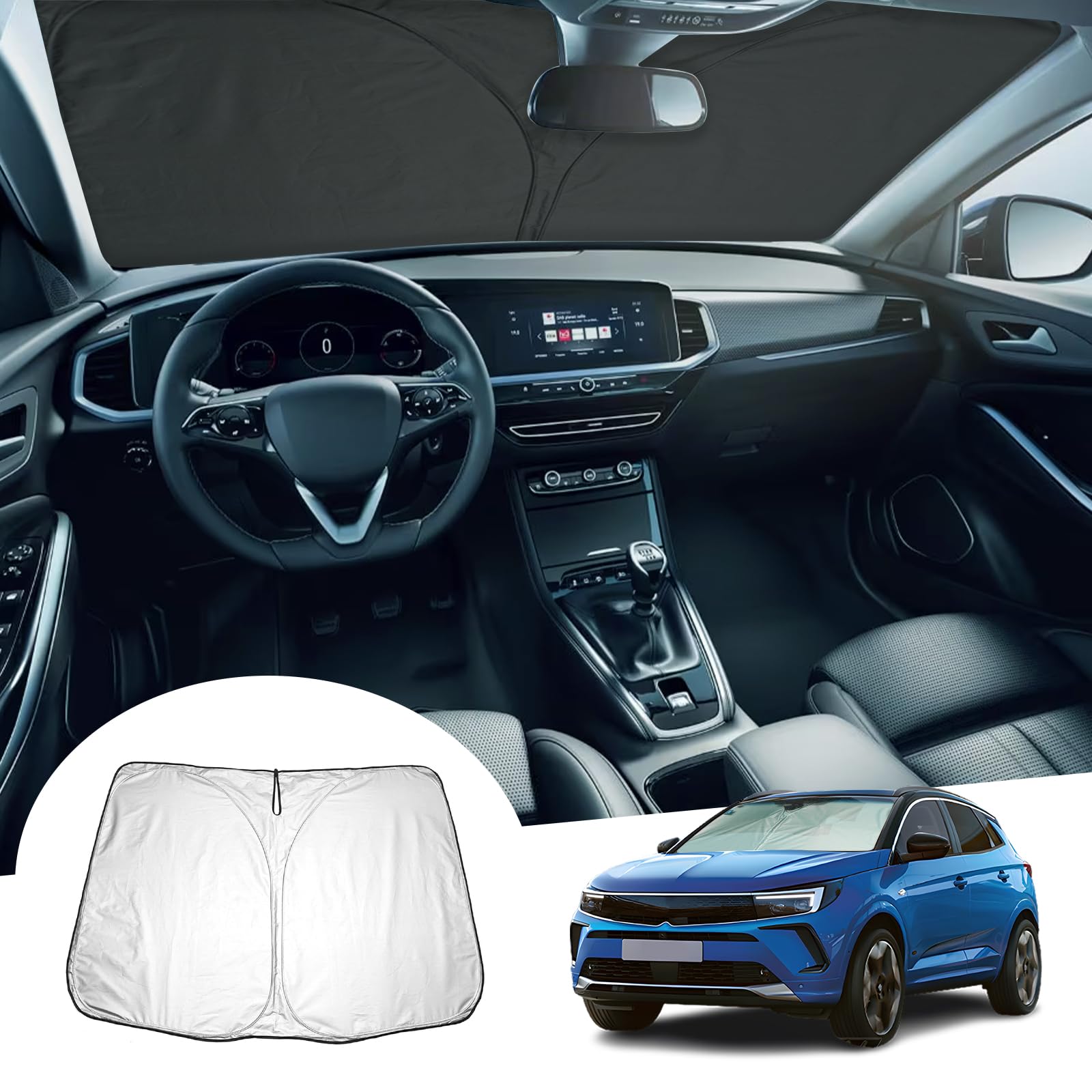 GAFAT Kompatibel mit Opel Grandland X/Facelift 2017-2024 Sonnenschutz Frontscheibe Innen, Grandland Bj. 2017 Windschutzscheibe Sonnenschirm Sonnenblende, UV Schutz, Abkühlung GAFAT Kompatibel mit Opel Grandland X/Facelift 2017-2024 Sonnenschutz Frontscheibe Innen, Grandland Bj. 2017 Windschutzscheibe Sonnenschirm Sonnenblende, UV Schutz, Abkühlung von GAFAT