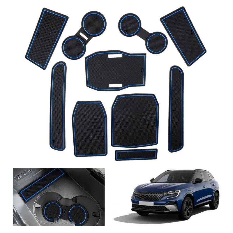 GAFAT Kompatibel mit Renault Austral E-Tech Hybrid (Automatikgetriebe) 2023 2024 2025 Antirutschmatten, Austral 2025 Gummimatten, Mittelkonsole Matten, Türnaht Matten, Austral Zubehör (Blau) von GAFAT
