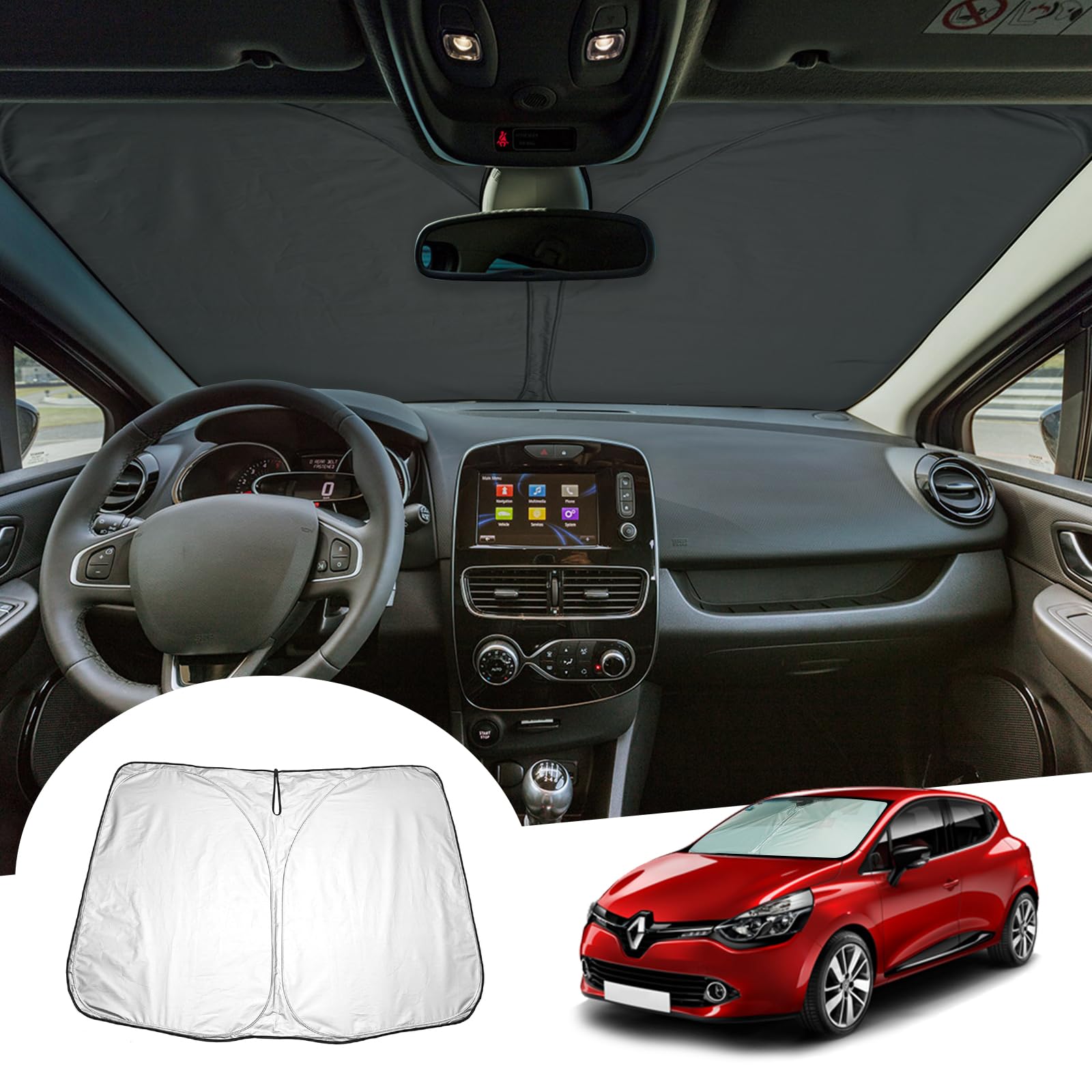 GAFAT Kompatibel mit Renault Clio 4 RS 2013-2019 Sonnenschutz Frontscheibe Innen, Clio IV ab 2013 Windschutzscheibe Sonnenschirm Sonnenblende, Abkühlung, UV Schutz, Clio 4 Zubehör GAFAT Kompatibel mit Renault Clio 4 RS 2013-2019 Sonnenschutz Frontscheibe Innen, Clio IV ab 2013 Windschutzscheibe Sonnenschirm Sonnenblende, Abkühlung, UV Schutz, Clio 4 Zubehör von GAFAT