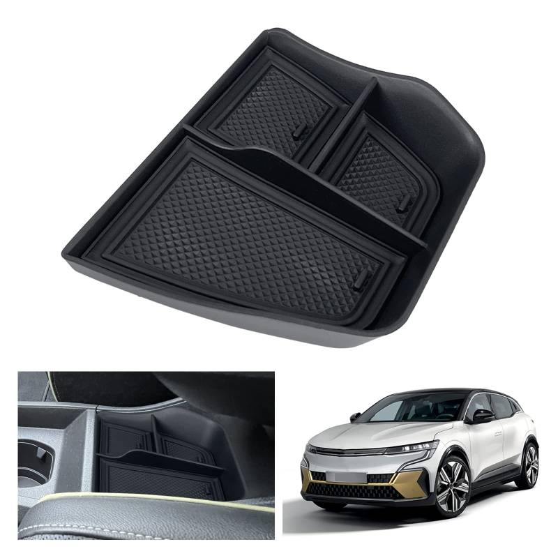 GAFAT Kompatibel mit Renault Megane E-Tech/Scenic E-Tech 2022-2024 2025 Mittelkonsole Aufbewahrungsbox, Megane E Tech Organizer Tray Handschuhfach Unten die Mittelkonsole, Megane ETech Zubehör von GAFAT