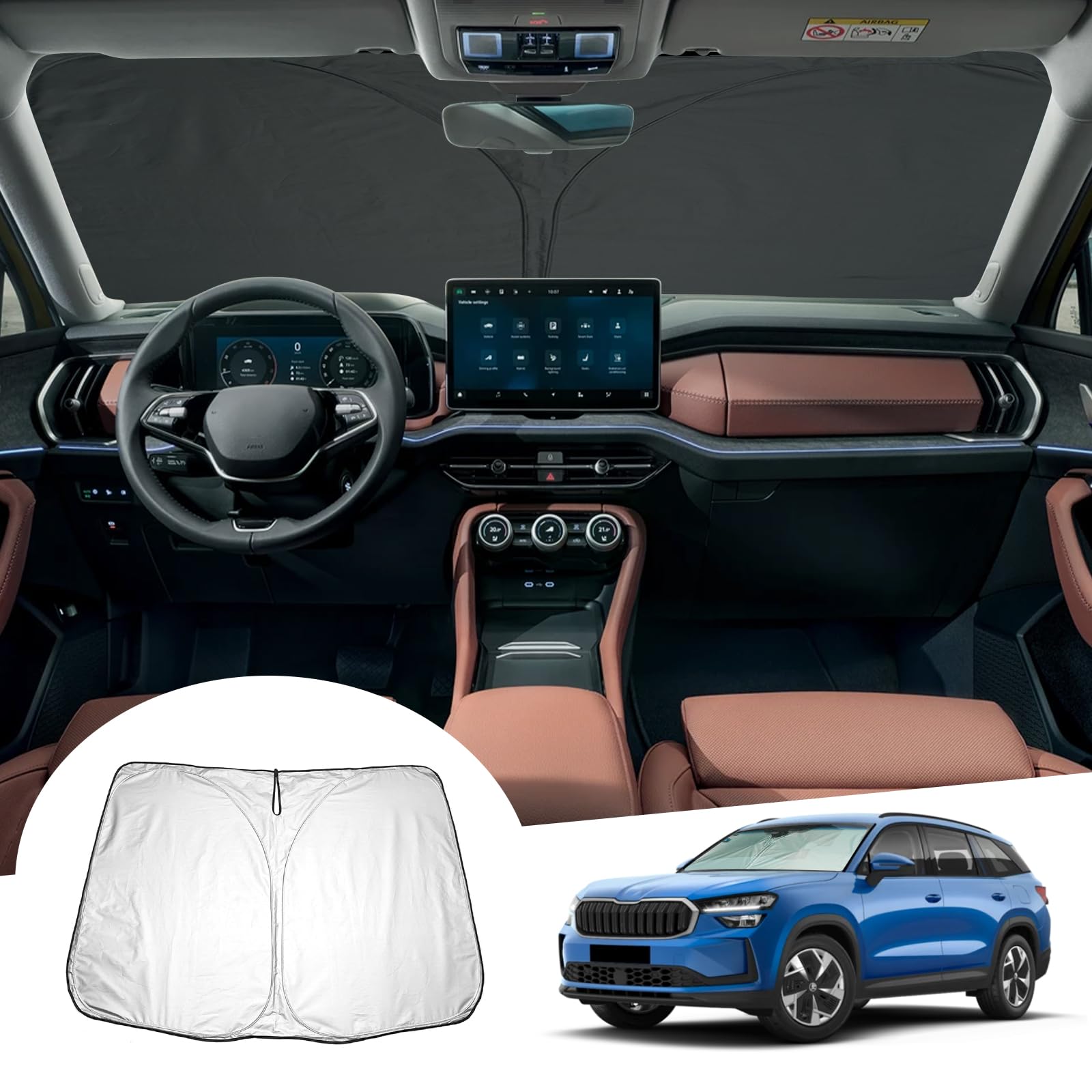 GAFAT Kompatibel mit Skoda Kodiaq 2024 2025/ Kodiaq RS 2017-2023 Sonnenschutz Frontscheibe Innen, Kodiaq II Bj. 2024 Windschutzscheibe Sonnenschirm Sonnenblende, Abkühlung, UV Schutz, Kodiaq Zubehör GAFAT Kompatibel mit Skoda Kodiaq 2024 2025/ Kodiaq RS 2017-2023 Sonnenschutz Frontscheibe Innen, Kodiaq II Bj. 2024 Windschutzscheibe Sonnenschirm Sonnenblende, Abkühlung, UV Schutz, Kodiaq Zubehör von GAFAT