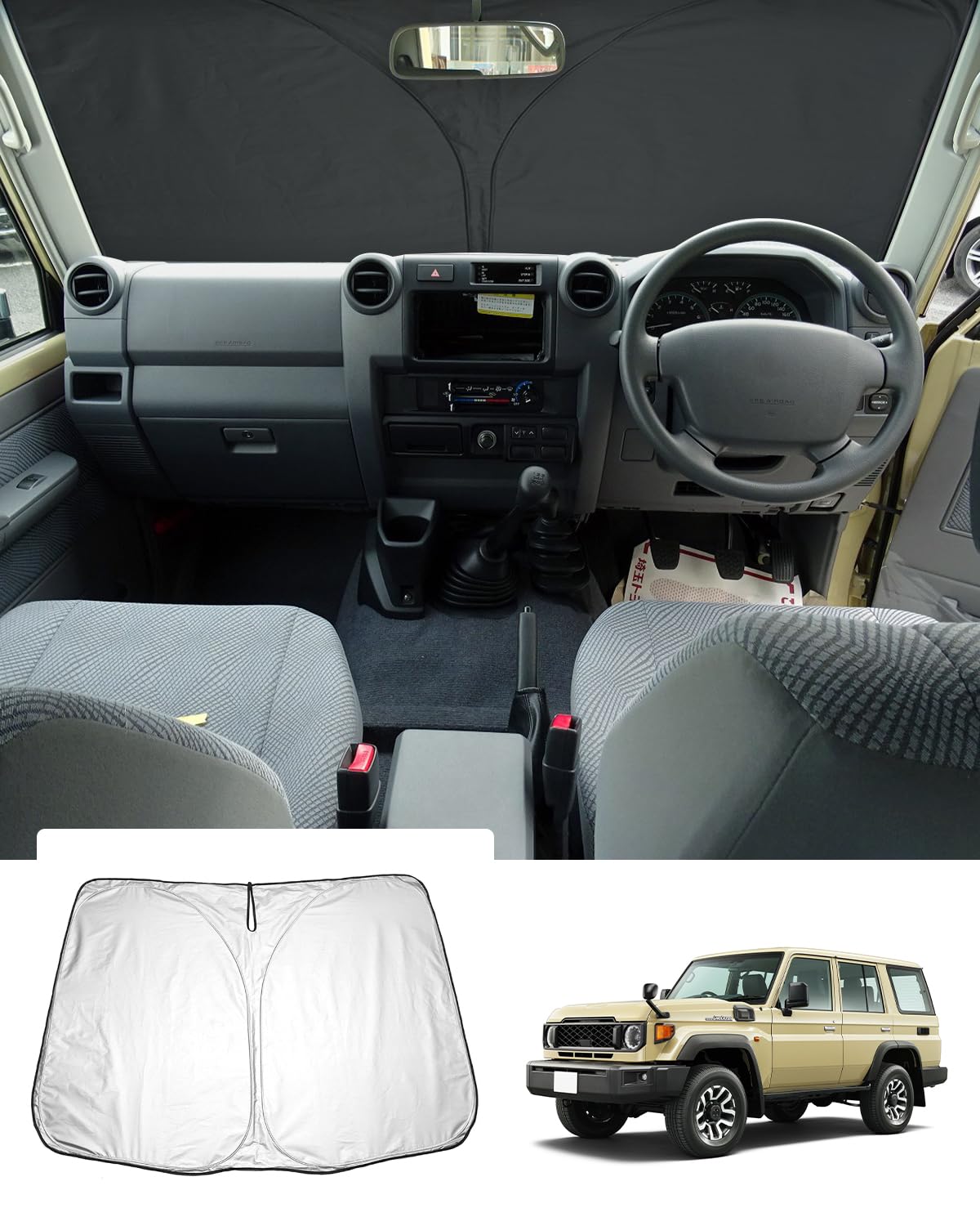 GAFAT Kompatibel mit Toy0ta Land Cruiser Sonnenschutz Frontscheibe Innen, Windschutzscheibe Sonnenschirm Sonnenblende, Abkühlung, UV Schutz GAFAT Kompatibel mit Toy0ta Land Cruiser Sonnenschutz Frontscheibe Innen, Windschutzscheibe Sonnenschirm Sonnenblende, Abkühlung, UV Schutz von GAFAT