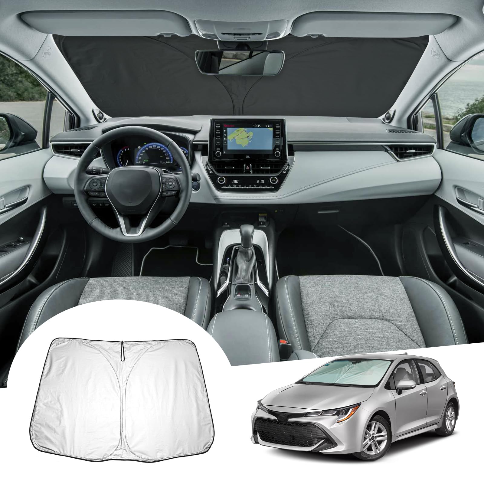 GAFAT Kompatibel mit Toyota Corolla E210 2019-2024 2025 Sonnenschutz Frontscheibe Innen, Corolla Touring Sports Hybrid TS Windschutzscheibe Sonnenschirm Sonnenblende, Abkühlung, UV Schutz GAFAT Kompatibel mit Toyota Corolla E210 2019-2024 2025 Sonnenschutz Frontscheibe Innen, Corolla Touring Sports Hybrid TS Windschutzscheibe Sonnenschirm Sonnenblende, Abkühlung, UV Schutz von GAFAT