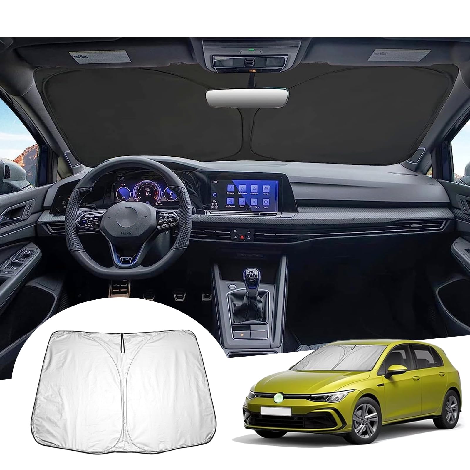 GAFAT Kompatibel mit VW Golf 8 MK8 GTI GTE GTD R 2020-2024 2025 Sonnenschutz Frontscheibe Innen, Windschutzscheibe Sonnenschirm Sonnenblende, Abkühlung, UV Schutz GAFAT Kompatibel mit VW Golf 8 MK8 GTI GTE GTD R 2020-2024 2025 Sonnenschutz Frontscheibe Innen, Windschutzscheibe Sonnenschirm Sonnenblende, Abkühlung, UV Schutz von GAFAT