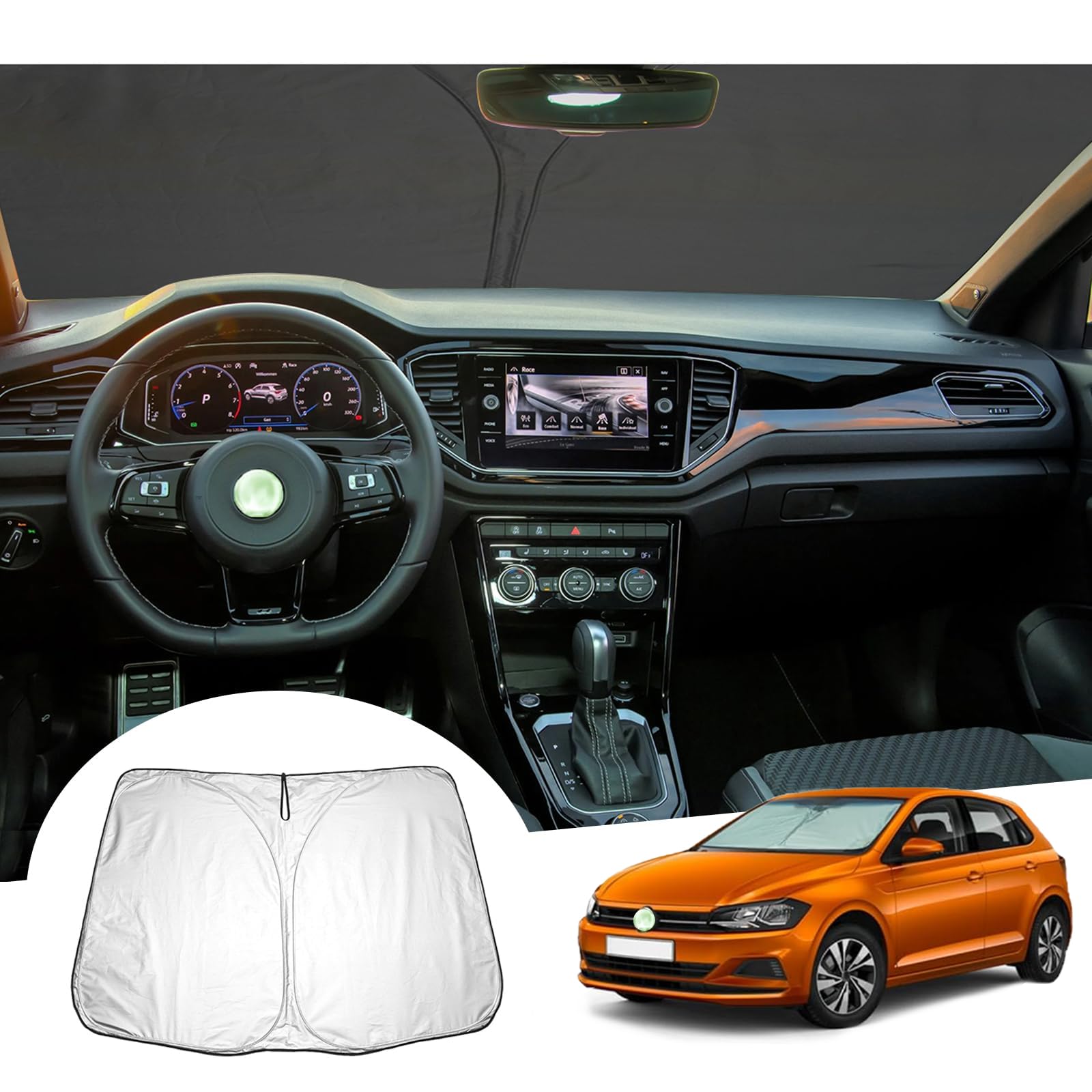 GAFAT Kompatibel mit VW Polo MK6 AW GTI 2018-2024 2025 Sonnenschutz Frontscheibe Innen, Polo MK6 Windschutzscheibe Sonnenschirm Sonnenblende, Abkühlung, UV Schutz, Polo MK6 Zubehör GAFAT Kompatibel mit VW Polo MK6 AW GTI 2018-2024 2025 Sonnenschutz Frontscheibe Innen, Polo MK6 Windschutzscheibe Sonnenschirm Sonnenblende, Abkühlung, UV Schutz, Polo MK6 Zubehör von GAFAT