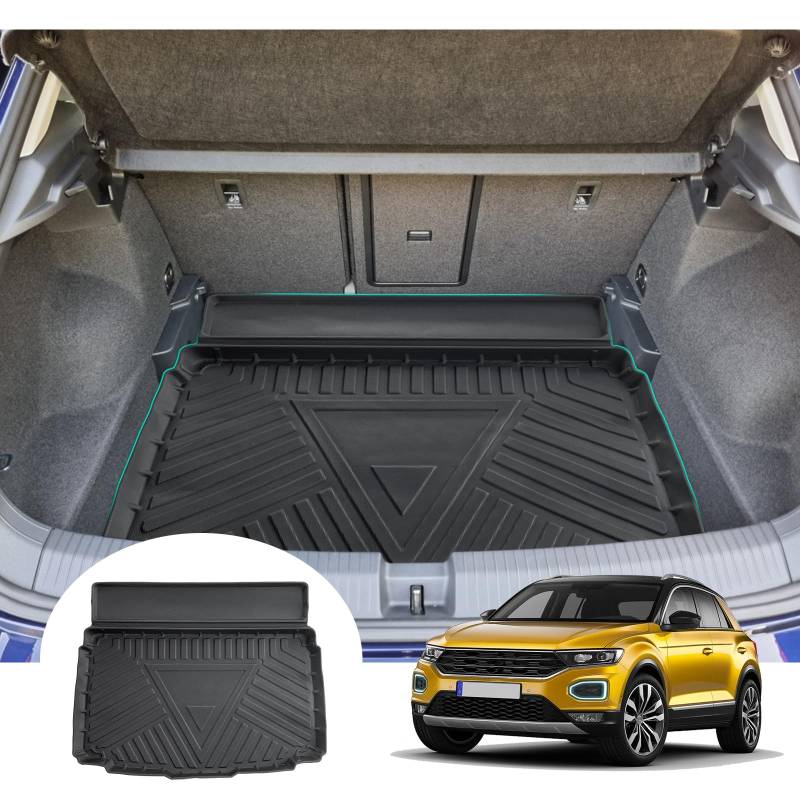 GAFAT Kompatibel mit VW T-ROC 2017-2023 2024 Kofferraummatte, T-R0C Kofferraumwanne Antirutschmatten Original 3D Scanner TPE, T-R0C Zubehör [unterer Ladeboden] von GAFAT