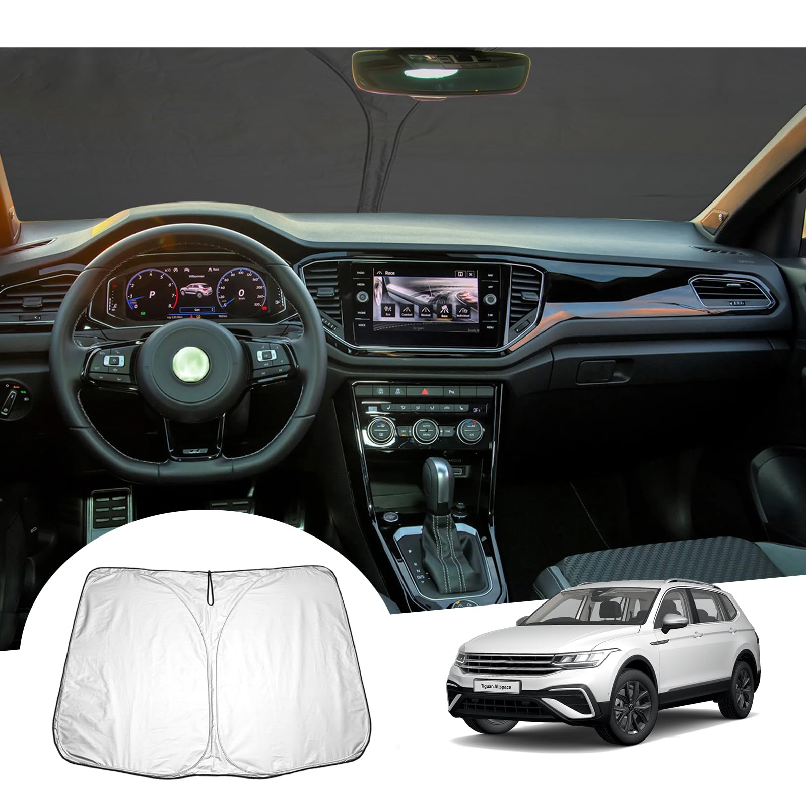 GAFAT Kompatibel mit VW Tiguan 2 2016-2023/Seat Tarraco/Skoda Ka-roq 2017-2024 Sonnenschutz Frontscheibe Innen, Windschutzscheibe Sonnenschirm Sonnenblende, Abkühlung, UV Schutz GAFAT Kompatibel mit VW Tiguan 2 2016-2023/Seat Tarraco/Skoda Ka-roq 2017-2024 Sonnenschutz Frontscheibe Innen, Windschutzscheibe Sonnenschirm Sonnenblende, Abkühlung, UV Schutz von GAFAT