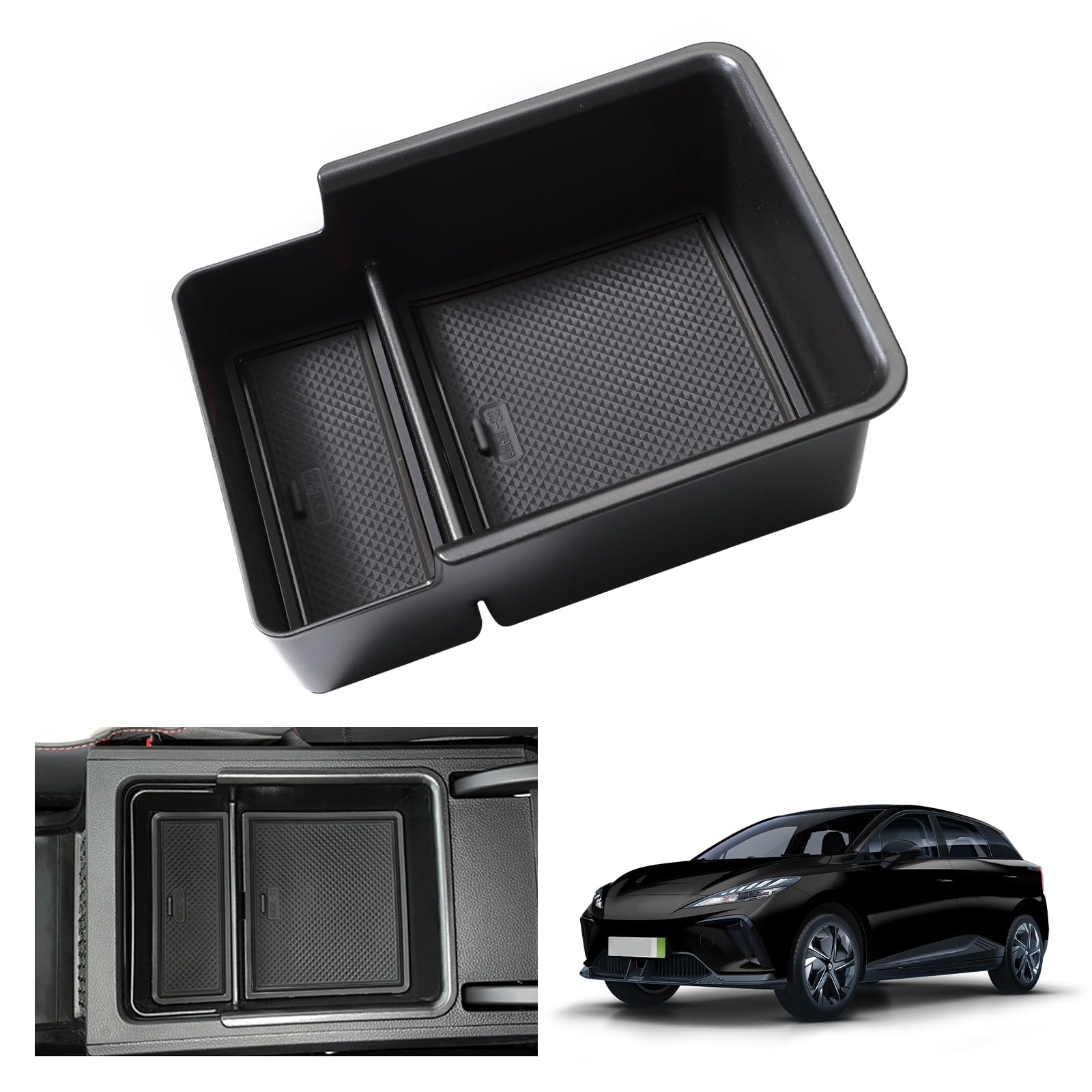 GAFAT MG 4 EV MG4 Electric 2022 2023 2024 Mittelkonsole Aufbewahrungsbox, MG 4 2023 Armlehne Organizer Tray Handschuhfach, MG4 EV Zubehör (Schwarz) von GAFAT