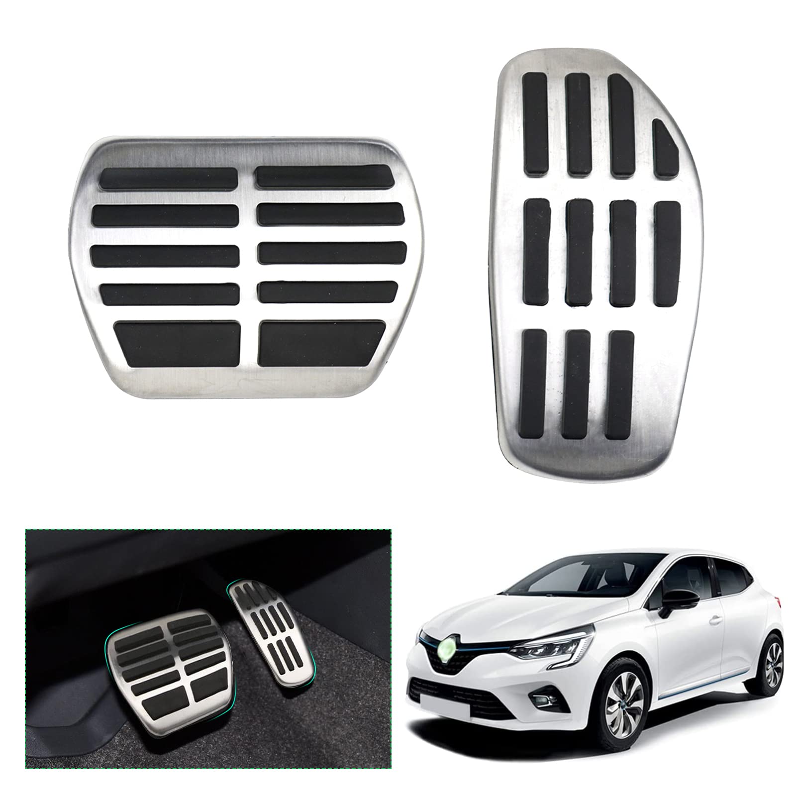 GAFAT 2020-2025 Renαult Clio 5/Captur 2/Arkana/Megane E-Tech, 18-25 Dacia Duster 3 Duster 2, Qashqai J12, 16-25 Kadjar/Koleos, Gaspedal Bremspedal Fußstütze Fußrasten [Nur für Automatikgetriebe] von GAFAT
