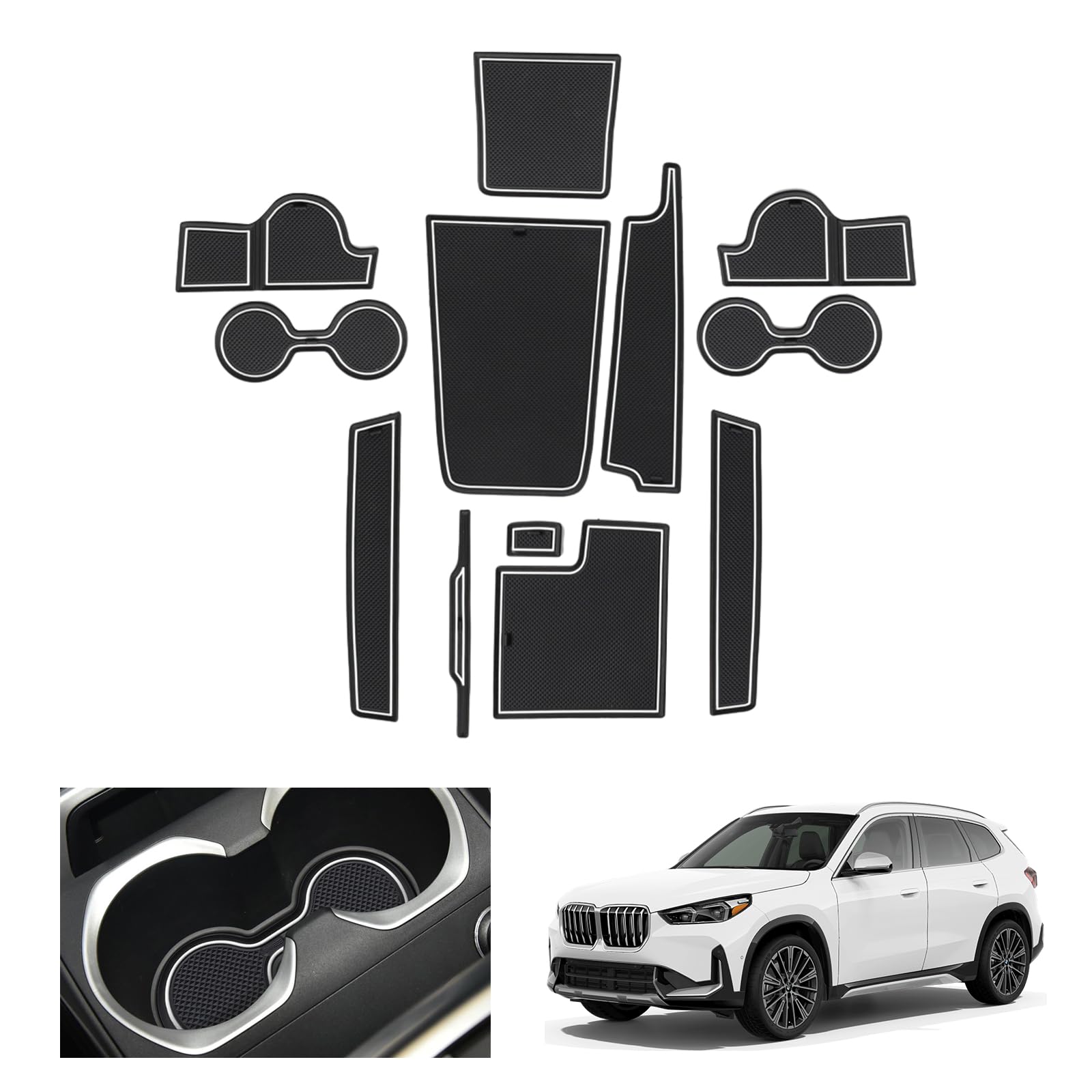 GAFAT Neu B-M-W X1 U11 2023 2024 Antirutschmatten, iX1 X1 U11 Gummimatten rutschfest Non-Slip, Mittelkonsole Türnaht Matten, Kompatibel mit BMW X1 U11 Zubehör (Weiß) von GAFAT