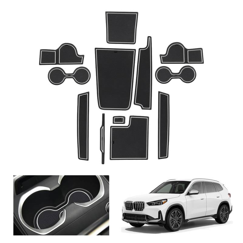 GAFAT Neu BMW X1 U11 2023 2024 Antirutschmatten, iX1 Gummimatten Rutschfest Non-Slip, Mittelkonsole Türnaht Matten, Kompatibel Mit BMW Zubehör (Weiß) von GAFAT