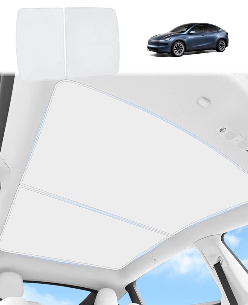 GAFAT Neu Tesla Model Y Juniper 2025 2026 Glasdach Sonnenschutz, Sonnenschutz Dach Kein Durchhängen, Isolierung und Reflexion integriert Sonnenschirm Innen, UV Schutz, Halten kühl von GAFAT
