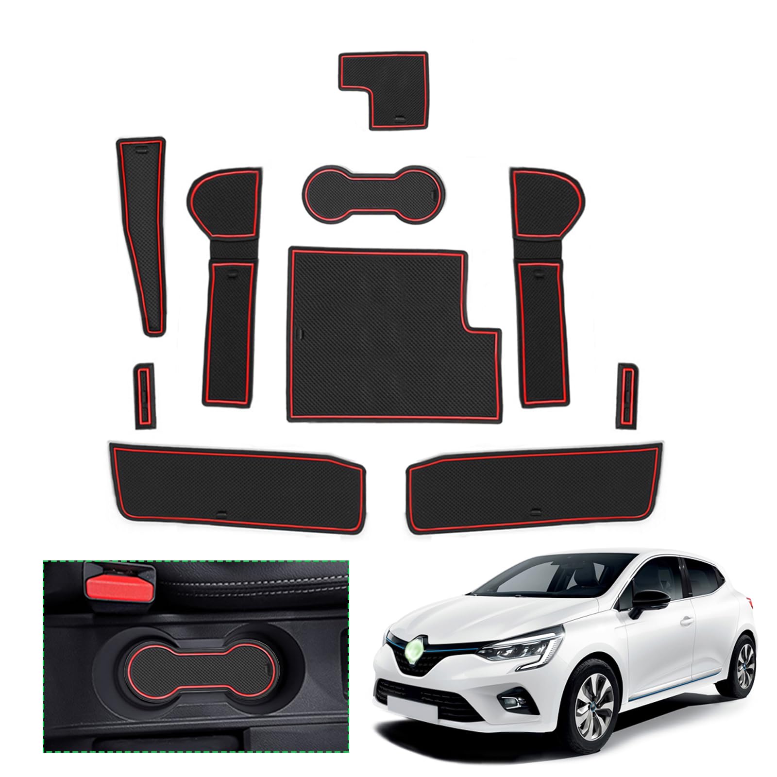 GAFAT Renαult Clio 5 (Elektronische Bremse) 2020-2024 2025 Antirutschmatten, Clio 5 Gummimatten für Mittelkonsole Armlehne, Getränkehalter, Türnaht, Kompatibel mit Renault Clio 5 Zubehör GAFAT Renαult Clio 5 (Elektronische Bremse) 2020-2024 2025 Antirutschmatten, Clio 5 Gummimatten für Mittelkonsole Armlehne, Getränkehalter, Türnaht, Kompatibel mit Renault Clio 5 Zubehör von GAFAT