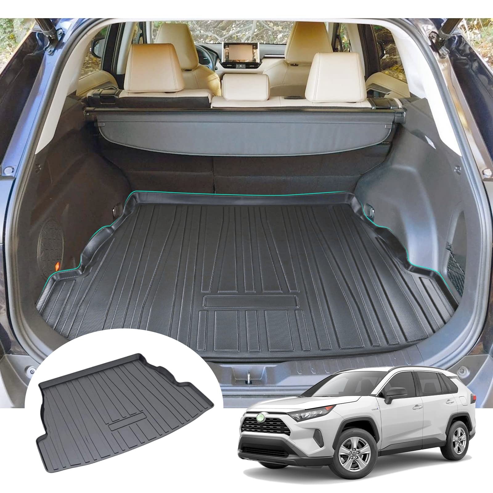 GAFAT 2019-2023 2024 Toyotα RAV4 XA50 / Hybrid Kofferraummatte, RAV4 Kofferraumwanne RAV4 2023 Matten TPO Original 3D Scanner, Kompatibel mit Toyota RAV4 Zubehör von GAFAT