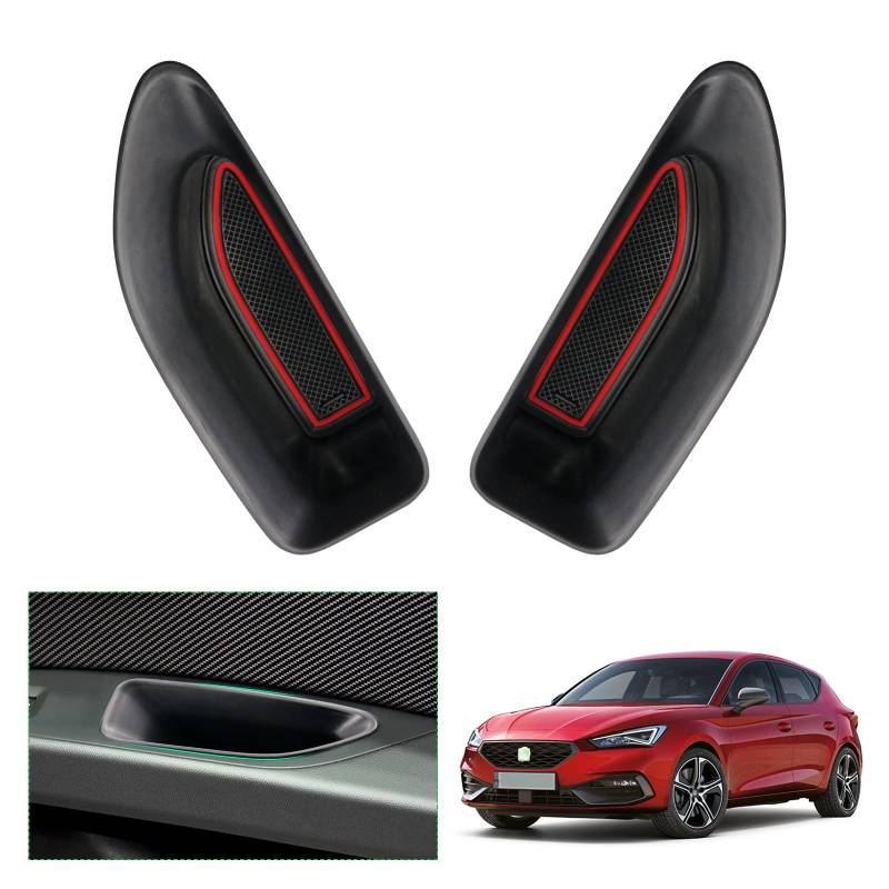 GAFAT Seat Leon MK3 5F ST FR/Cupr-a Leon 2012-2019 Türgriff Aufbewahrungsbox Türschnalle Armlehne Organizer Tray [Haustür 2 Stücke] (Rot) von GAFAT