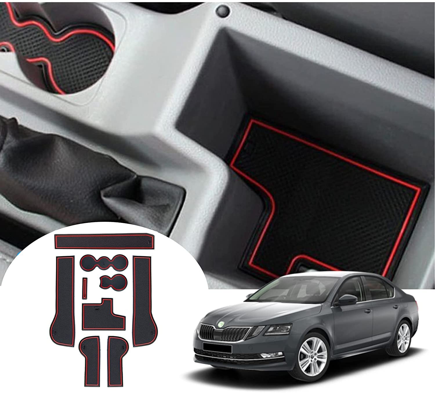 GAFAT S-ko-da Octavia 3 MK3 5E RS 2015-2019 Antirutschmatten, Mittelkonsole Armlehne Gummimatten, Getränkehalter Matte, Türnaht rutschfeste Matten GAFAT S-ko-da Octavia 3 MK3 5E RS 2015-2019 Antirutschmatten, Mittelkonsole Armlehne Gummimatten, Getränkehalter Matte, Türnaht rutschfeste Matten von GAFAT