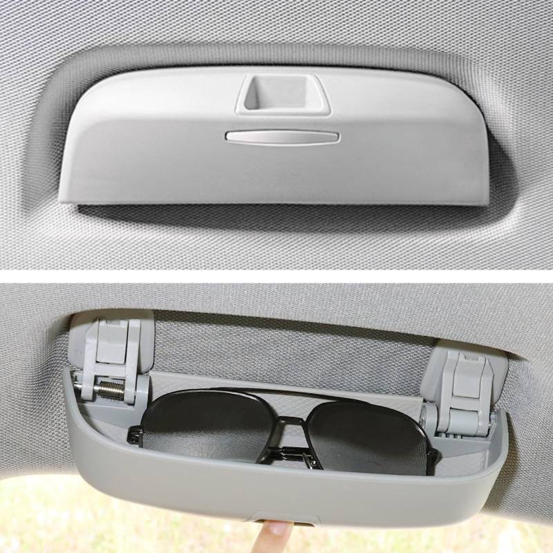 GAFAT Kompatibel mit Audi A3 A4 A5 A6 Q3 Q5 Q7 2013-2025 Sonnenbrillenhalter Brillenetui, Innenraum Aufbewahrungsbox Organizer für A3 8V 8Y A4 B8 B9 A6 C7 C8 Q3 8U F3 Q5 8R FY Q7 (Grey) von GAFAT