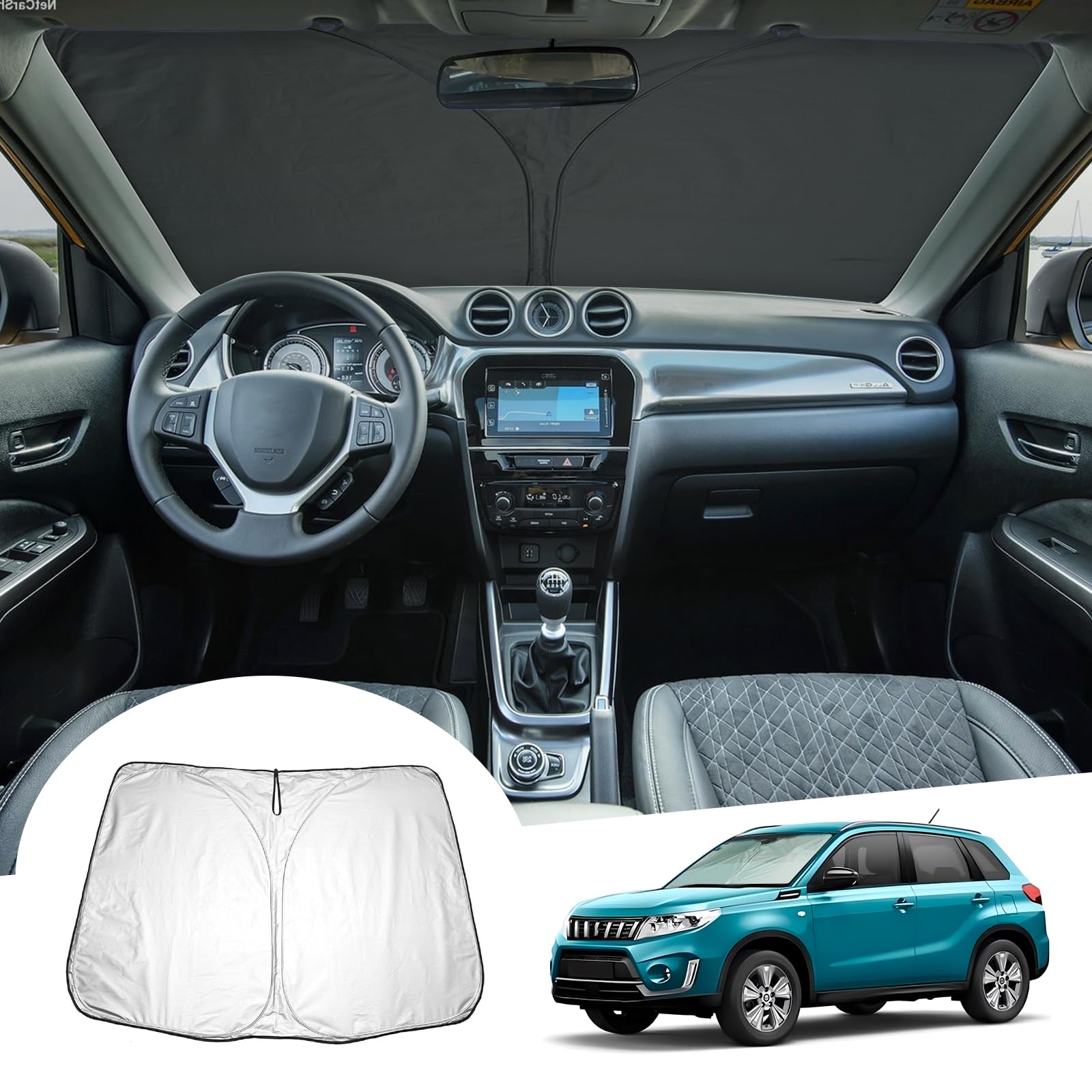 GAFAT Suzuki Vitara LY iV-4 Hybrid 2016-2024 2025 Sonnenschutz Frontscheibe Innen, Vitara Facelift Windschutzscheibe Sonnenschirm Sonnenblende, Abkühlung, UV Schutz, Vitara Zubehör GAFAT Suzuki Vitara LY iV-4 Hybrid 2016-2024 2025 Sonnenschutz Frontscheibe Innen, Vitara Facelift Windschutzscheibe Sonnenschirm Sonnenblende, Abkühlung, UV Schutz, Vitara Zubehör von GAFAT