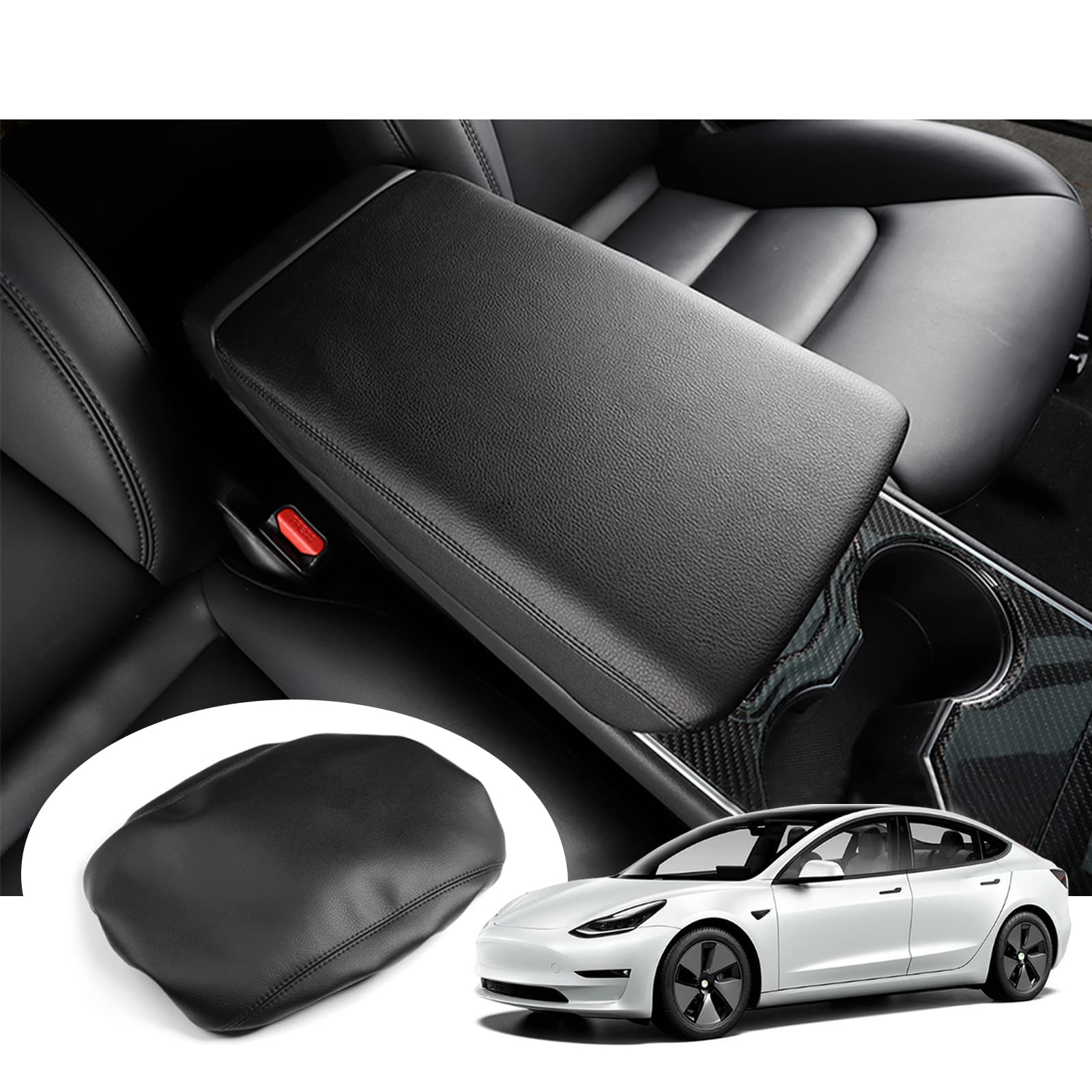 GAFAT Tesla Model 3 Model Y 2021 2022 2023 Mittelkonsole Armlehne Aufbewahrungsbox, Model 3 Model Y 2022 Mittelarmlehne Organizer Tray, Tesla Model Y Zubehör [Nicht für Model 3 2024+] (Schwarz1) von GAFAT