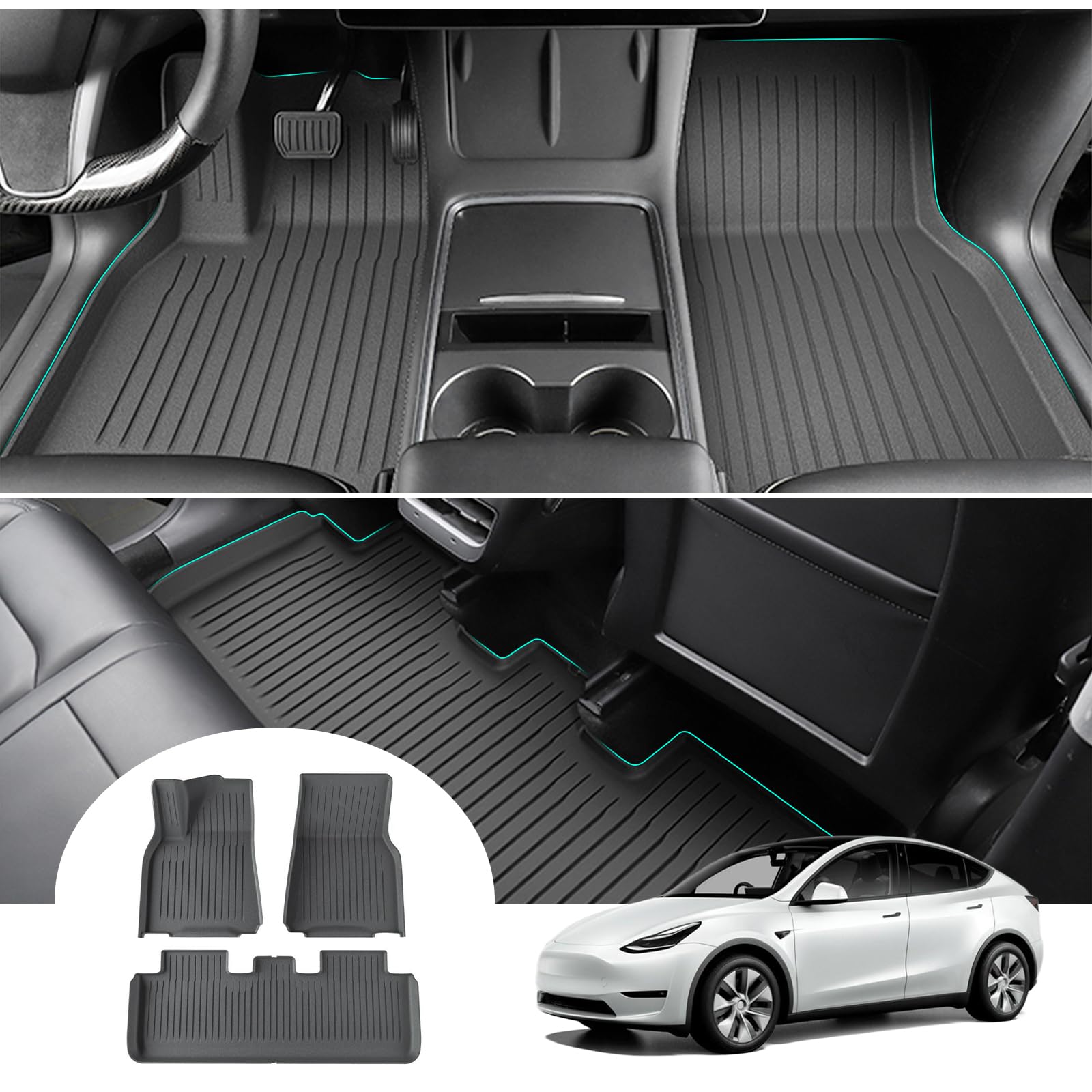 GAFAT Tesla Model Y 2024-2023 2021 Fußmatten, Tesla OEM-Original Model Y Fussmatten TPE All-Weather Gummimatten, 3D-Scannen Hoher Rand 5-7 cm, mit Rutschfesten Nägeln, Tesla Model Y Zubehör GAFAT Tesla Model Y 2024-2023 2021 Fußmatten, Tesla OEM-Original Model Y Fussmatten TPE All-Weather Gummimatten, 3D-Scannen Hoher Rand 5-7 cm, mit Rutschfesten Nägeln, Tesla Model Y Zubehör von GAFAT