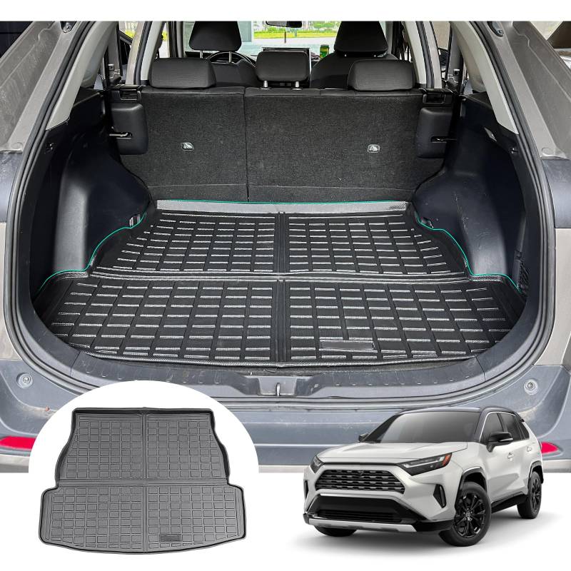 GAFAT Toyot-a RAV4/Hybrid 2019-2024 2025 Kofferraummatte, Leicht zu Falten, TPE Allwetter-Kofferraumwanne, Original 3D Scannen Hohe Kante Multifunktion, Kompatibel mit Toyota RAV4 von GAFAT