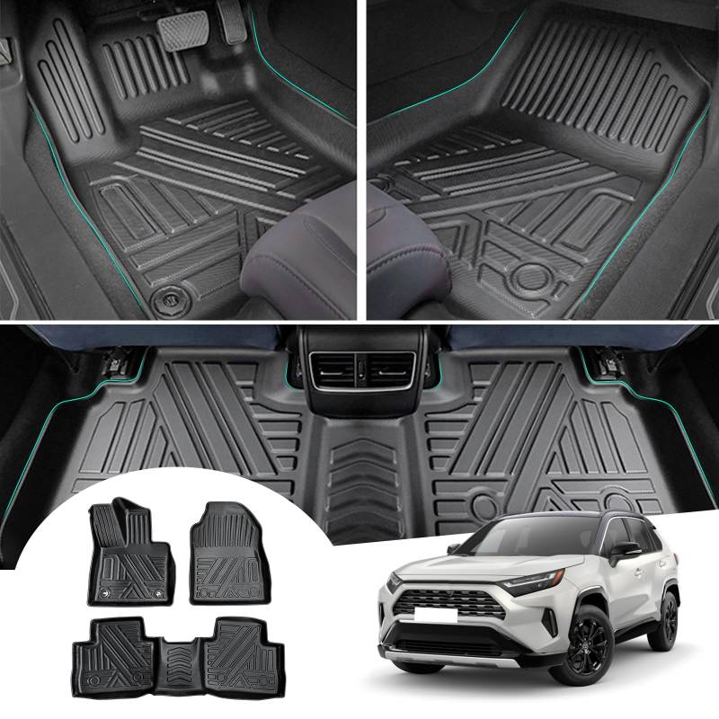 GAFAT Toyot-a RAV4 XA50/Hybrid HEV 2019-2024 2025 Fussmatten, RAV4 Fußmatten Gummimatten Original, 3D-Scannen TPE Extra Hoher Rand 6-10 cm, Kompatibel mit Toyota RAV4 Zubehör [TPE] von GAFAT