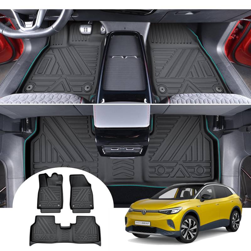 GAFAT V W ID.4 ID.5/ Skodα Enyaq iV/A-u-di Q4 e-tron 2021-2023 2024 Fussmatten, ID4 Fußmatten Gummimatten Original, 3D-Scannen TPE Hoher Rand, Kompatibel mit VW ID.4 Zubehör von GAFAT