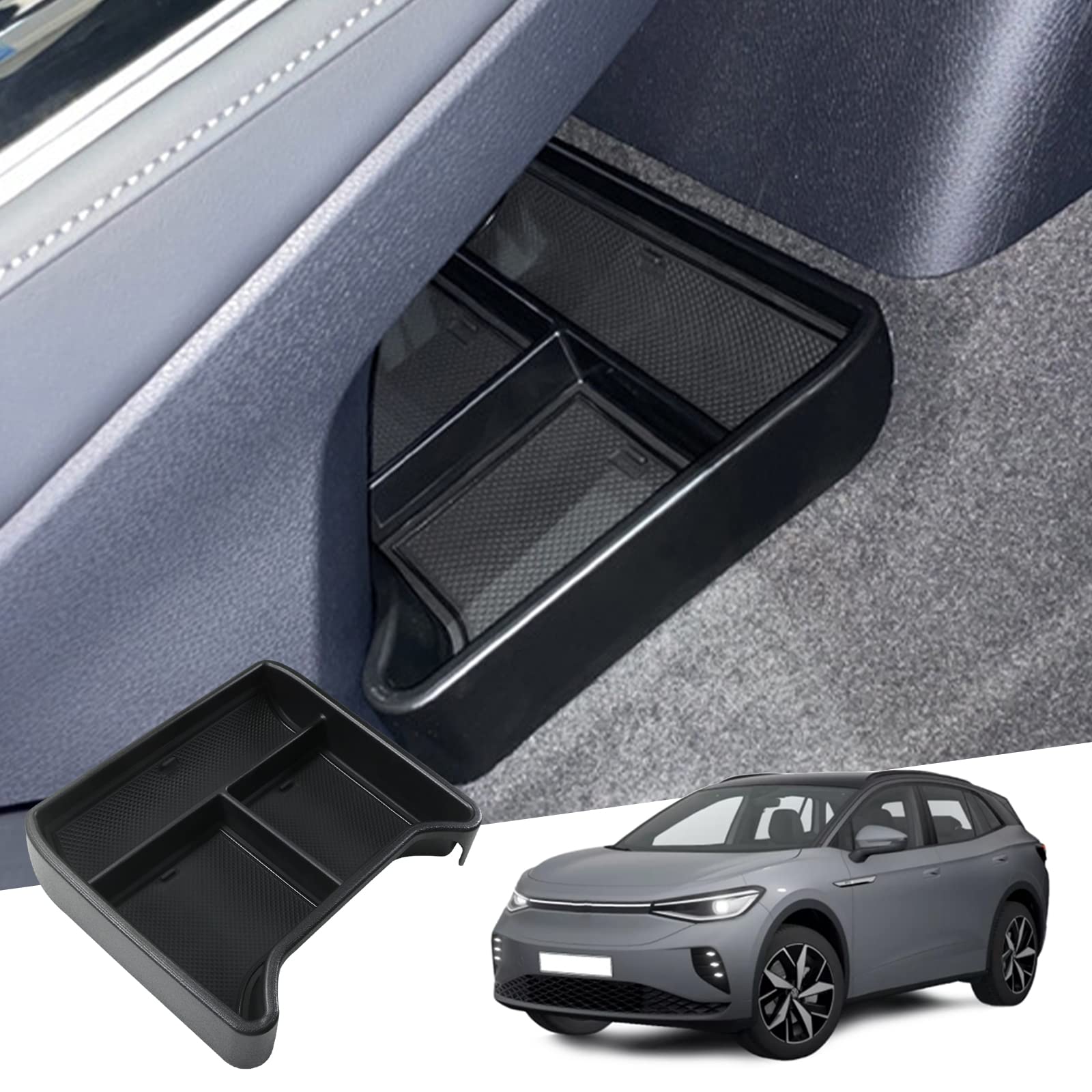 GAFAT V W ID.4 2021-2024 2025 Mittelkonsole Aufbewahrungsbox, ID4 2023 Organizer Tray Handschuhfach Unten die Mittelkonsole, Kompatibel mit VW ID.4 Zubehör (Schwarz) von GAFAT