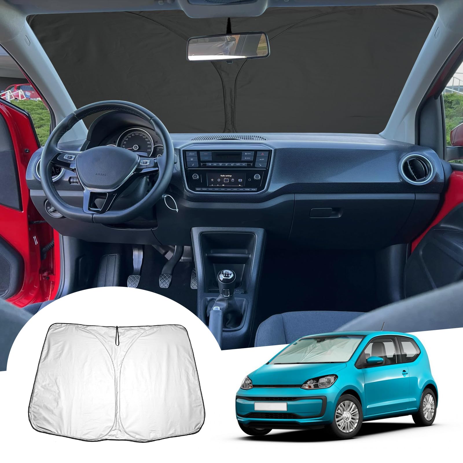GAFAT V W UP GTI/Seat MII/Skod-a Citigo 2013-2023 2024 Sonnenschutz Frontscheibe Innen, Windschutzscheibe Sonnenschirm Sonnenblende, Abkühlung, UV Schutz, Kompatibel mit VW UP Zubehör GAFAT V W UP GTI/Seat MII/Skod-a Citigo 2013-2023 2024 Sonnenschutz Frontscheibe Innen, Windschutzscheibe Sonnenschirm Sonnenblende, Abkühlung, UV Schutz, Kompatibel mit VW UP Zubehör von GAFAT