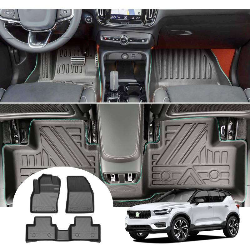 GAFAT Volvo XC40 2018-2024 2025 Fussmatten, Volvo XC40 Fußmatten Gummimatten Original, 3D-Scannen TPE Hoher Rand, Volvo XC40 2023 Matten, Volvo XC40 Zubehör [Nicht für Hybrid & EV] von GAFAT