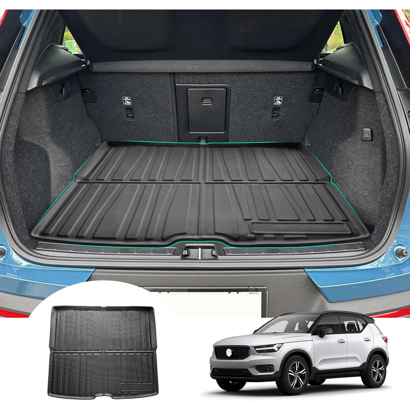 GAFAT Volvo XC40 C40 Recharge 2018-2024 2025 Kofferraummatte, Leicht zu Falten, TPE Allwetter-Kofferraumwanne für Volvo XC40 2023, Original 3D Scannen Hohe Kante Multifunktion Matten GAFAT Volvo XC40 C40 Recharge 2018-2024 2025 Kofferraummatte, Leicht zu Falten, TPE Allwetter-Kofferraumwanne für Volvo XC40 2023, Original 3D Scannen Hohe Kante Multifunktion Matten von GAFAT