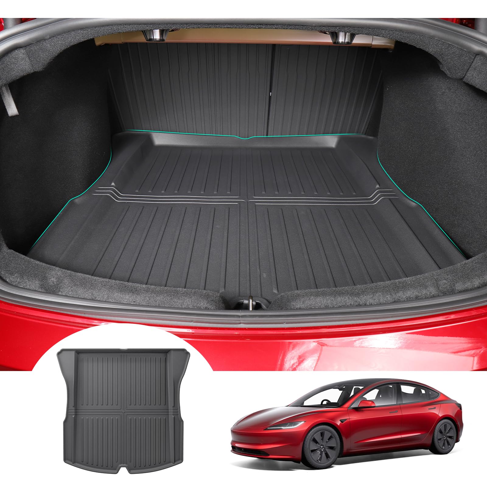 [Neu 2024] GAFAT Tesla Model 3 Highland 2024 2025 Kofferraummatte, Leicht zu Falten, Model 3 2024 TPE Allwetter-Kofferraumwanne Hohe Kante Original 3D-Scannen, Leicht zu Reinigen, Multifunktion Matten von GAFAT