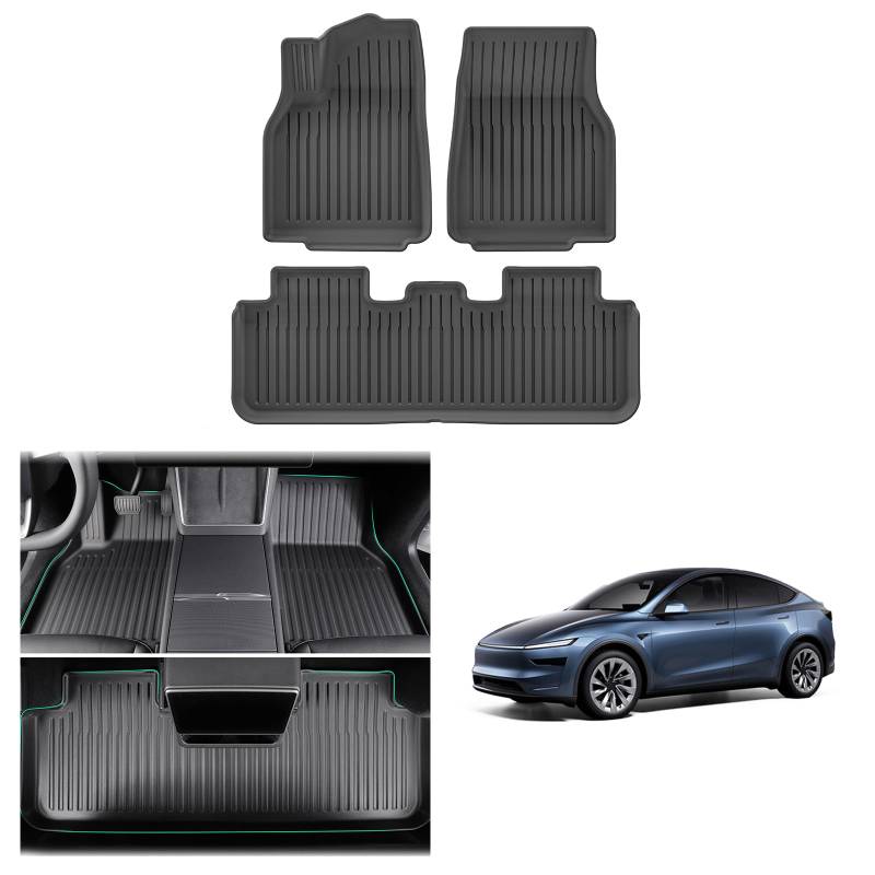 [Neu 2025] GAFAT Tesla Model Y Juniper 2025 2026 Fussmatten, TPE Allwetter-Fußmatten für Tesla Model Y 2025 Gummimatten 3D-Scan OEM-Original, Extra Hoher Rand 6-10 cm, Leicht zu Reinigen von GAFAT