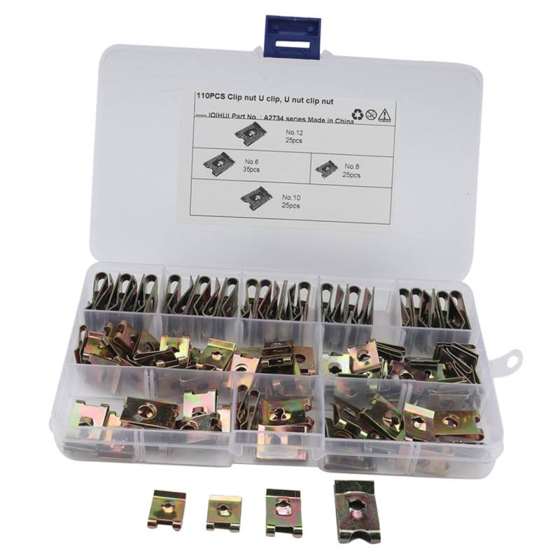 GALPADA 110 Stück Spire u Clip U-förmige Rohrmutter Clipmutter Karosserie-Verbindungsmutter Karosseriebefestigungen Körperverbindung U-förmige u Clips U- -Befestigung von GALPADA