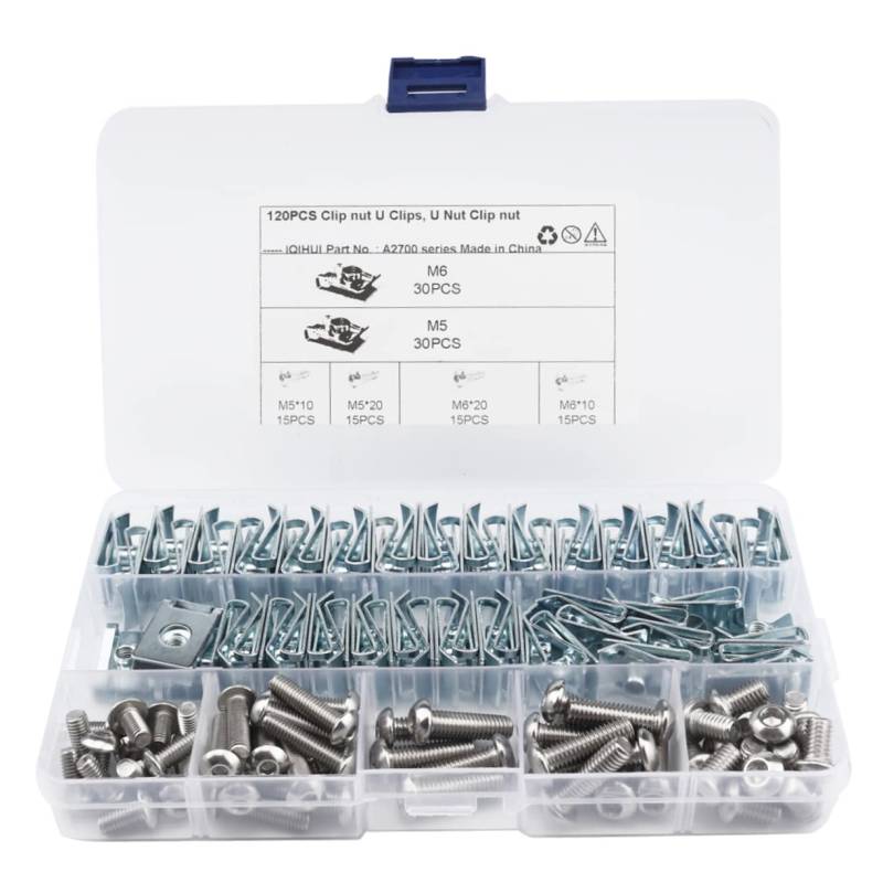 GALPADA 120 Stück Prise Nuss Befestigungselemente Motorrad Du Bist Verrückt Stahlkörperplatten Clips Silberverschluss Clips Für Körperarbeit Silver von GALPADA